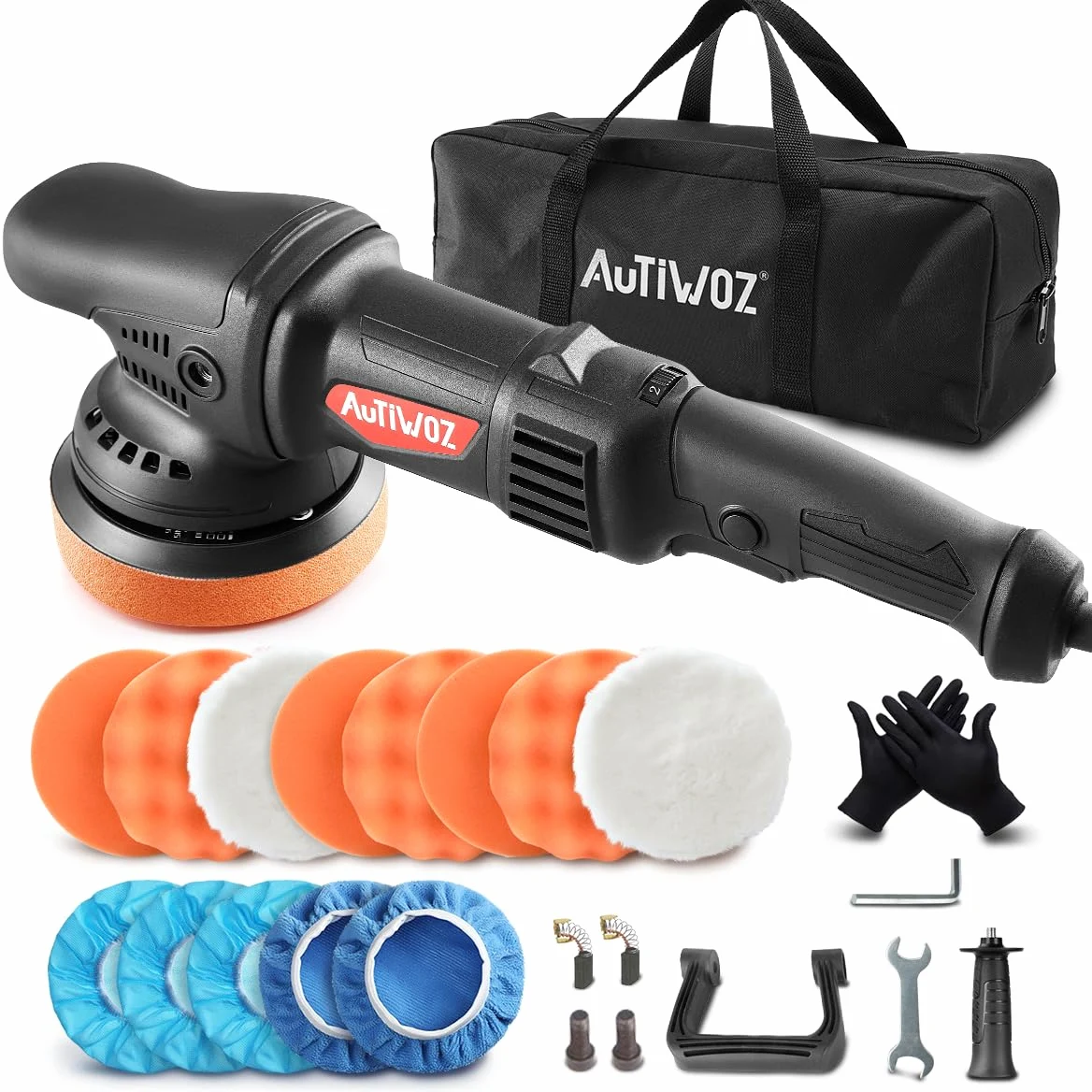 AUTIWOZ 920W Pulidora Orbital Excéntrica 125mm 6 Velocidades 2800-5800RPM Mango en D
