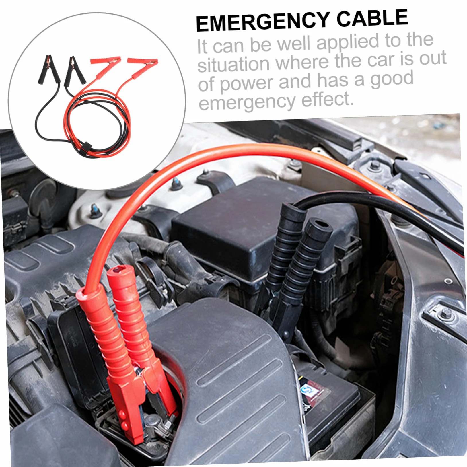 Cable de Emergencia para Coche Funda Completa 2000 | Cobre y Aluminio, Negro, para Motos y Automóviles, Conexión de Generadores y Baterías de Arranque