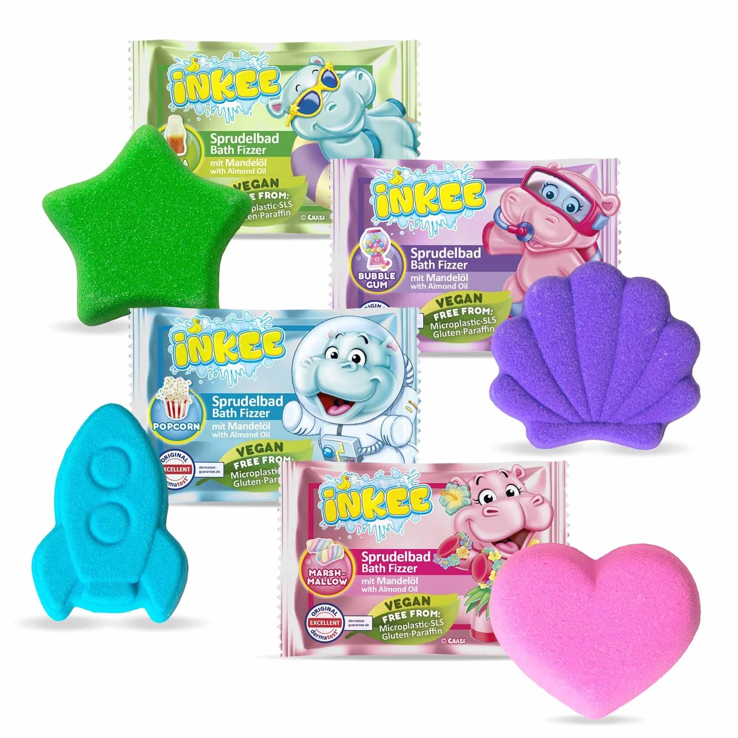 INKEE Bath Fizzer Bomba de Baño Efervescente para Niños 1 Unidad Colores y Aromas Surtidos