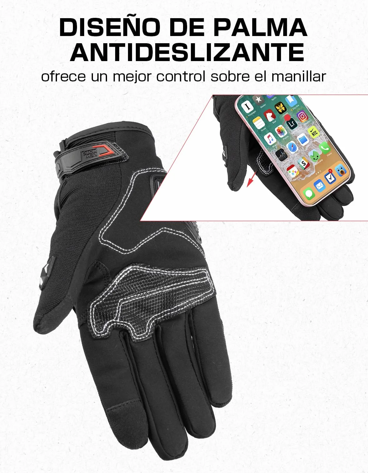 KEMIMOTO Guantes Moto Verano Resistencia al Impacto Deportivos Protectores Transpirables Palma Antideslizante Pantalla Táctil
