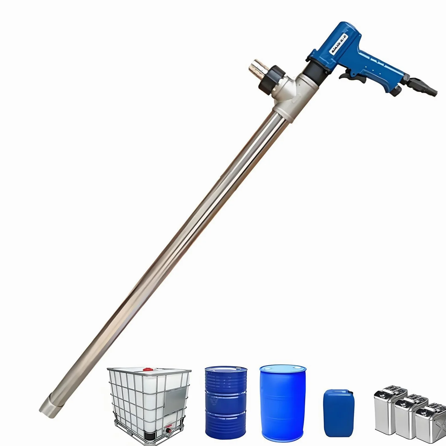Bomba Neumática para Trasvase De Aceite, Bomba Manual Neumática De Acero Inoxidable para Bidones, Caudal: 60-80 L/min, Longitud del Tubo: 91 Cm/diámetro del Tubo: 42 Mm, para El Transporte