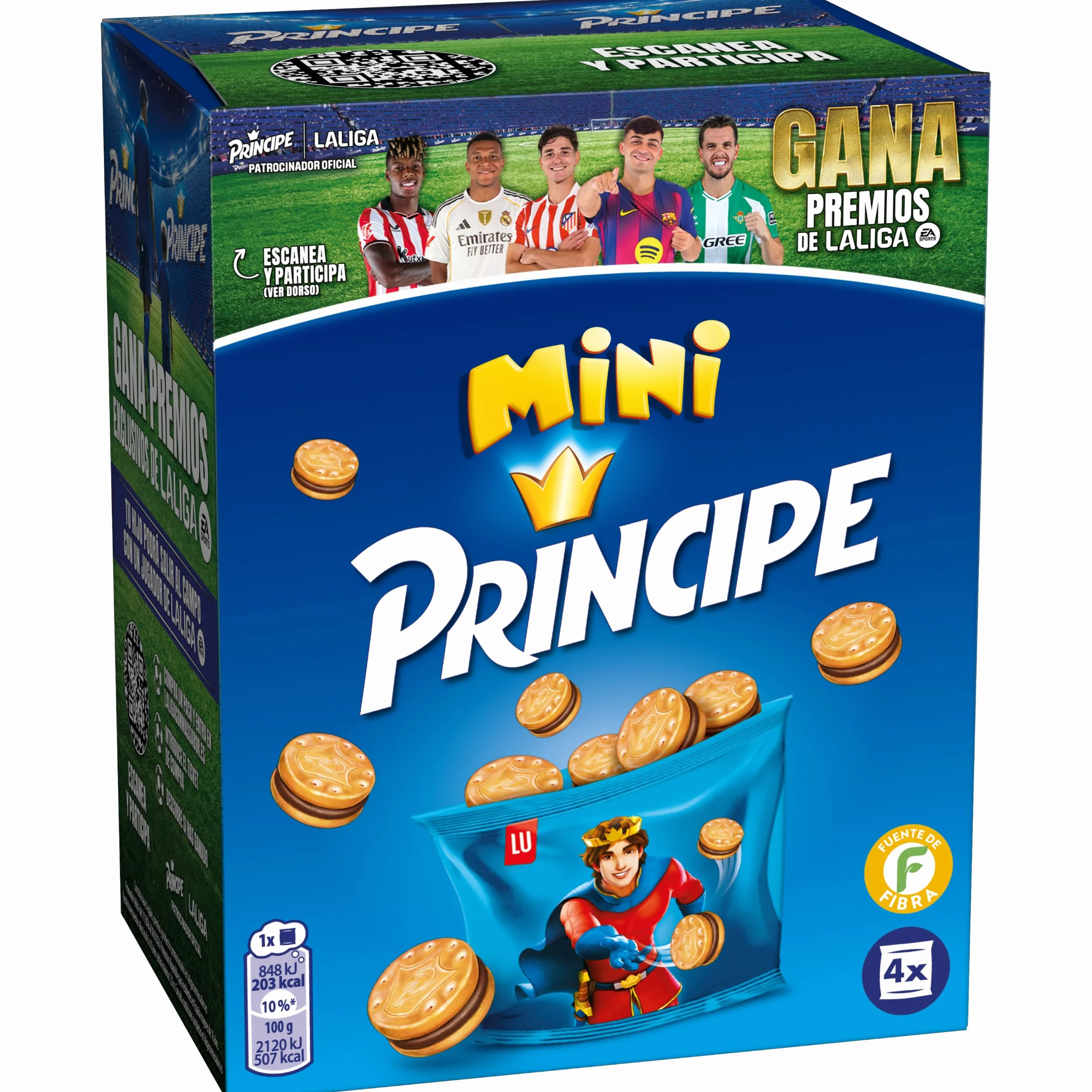 Príncipe Mini Galletas Sándwich Crema Chocolate con Leche Pack 4 x 40g