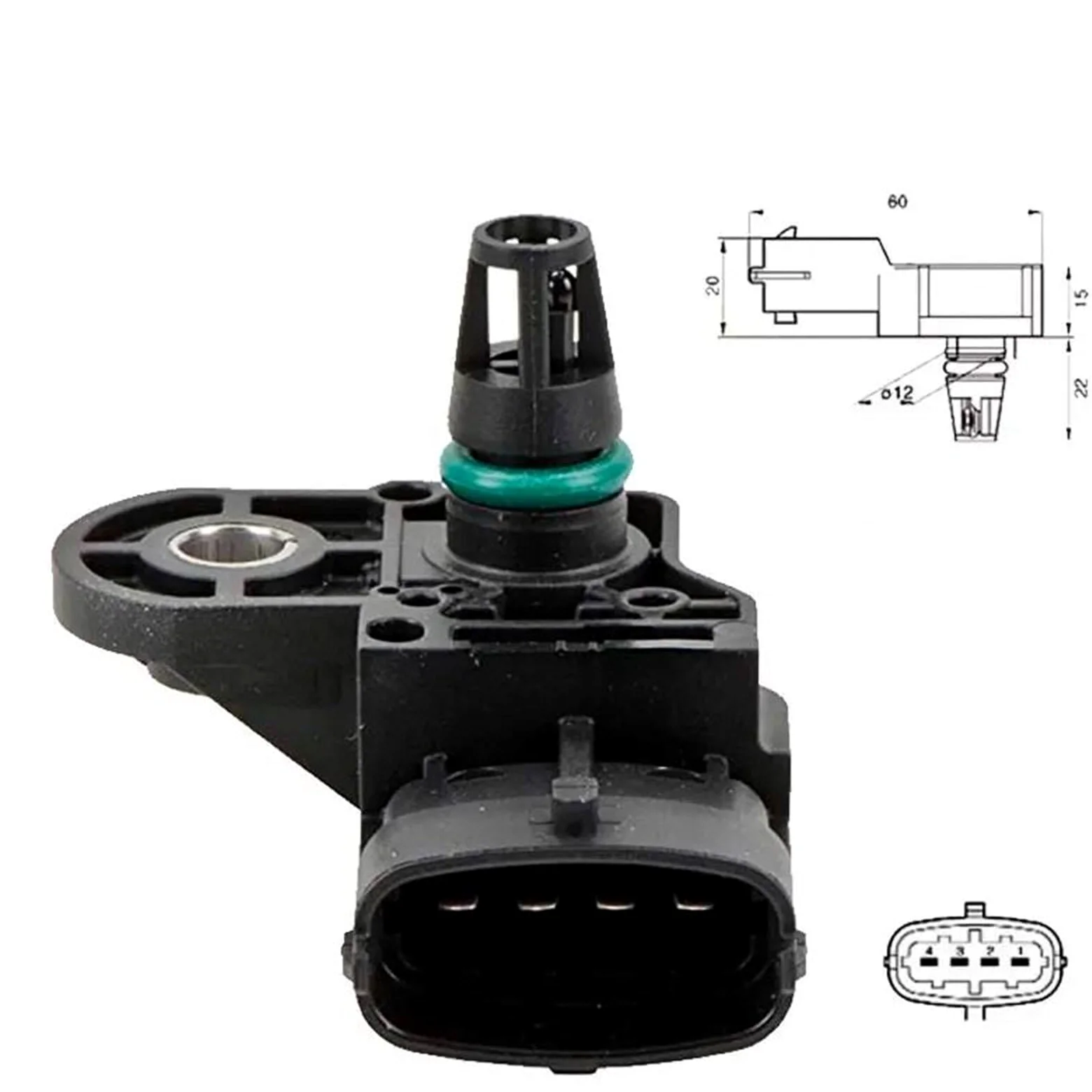 ‌Sensor Referencia Vacío‌ Sensor de presión de aire de admisión MAP (1/5 unidades) compatible con Fiat, Volvo y Vauxhall: 1235084, 55219298, 223650002R.(5Pcs)