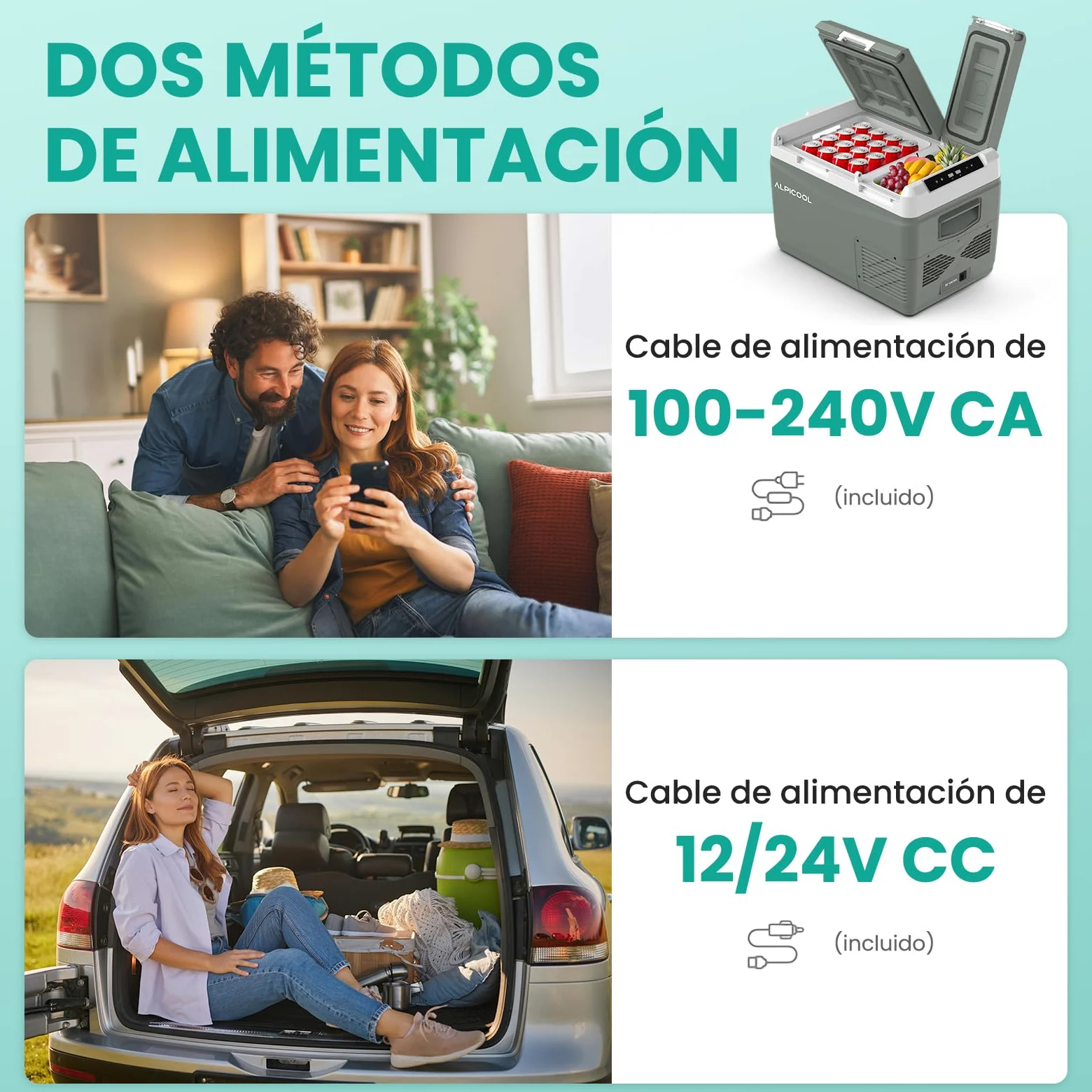 Alpicool KLS38 31L Nevera Portatil con Control de APP,2026 de Doble Zona Portátil Coche 12V /24V DC,-20℃ a 20℃, Nevera de Coche para Camping,Viajes,Automóvil,Bandeja de Hielo Incluida,Verde