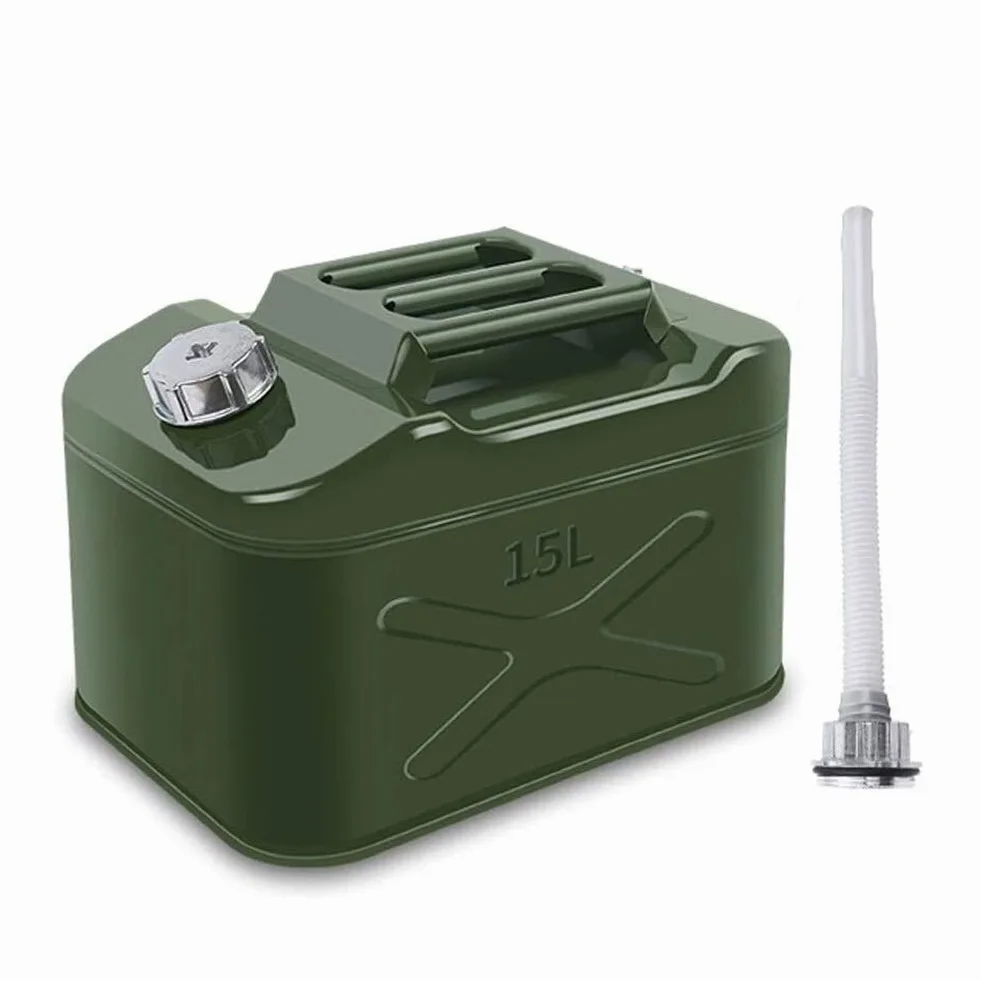 Bidón de gasolina de Metálico Recipientes gasoli Tanque de combustible horizontal de metal de 10 l / 15 l, lata de gasolina portátil, bote de combustible engrosado, tanques de combustible de respaldo,