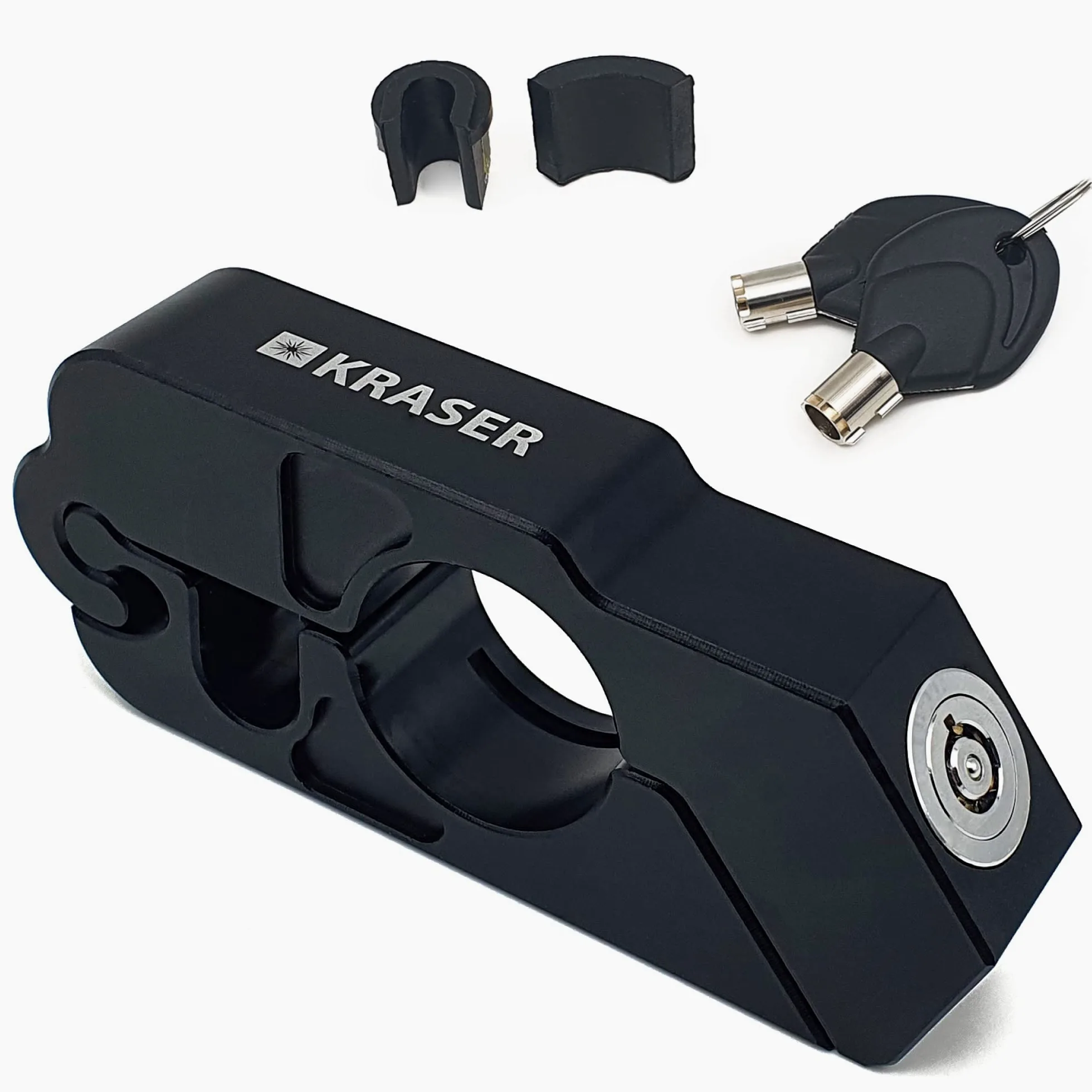 KRASER KR720B Candado Moto Freno Manillar, Rápido Bloqueo Click, Cerradura Seguridad Anti-Taladro, Bloqueo Antirrobo Bloqueo Maneta Acelerador Freno Embrague Universal Scooter Quad, Grip Lock