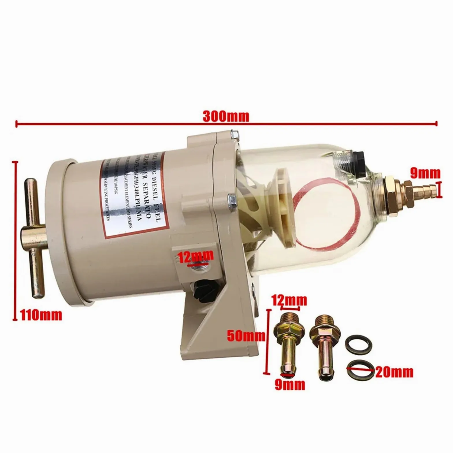 Filtro de Motor 500FG 500FH, Separador de Combustible, Aceite y Agua con Elemento filtrante 2010PM, Tubo de calefacción de 12 V/24 V, 2021