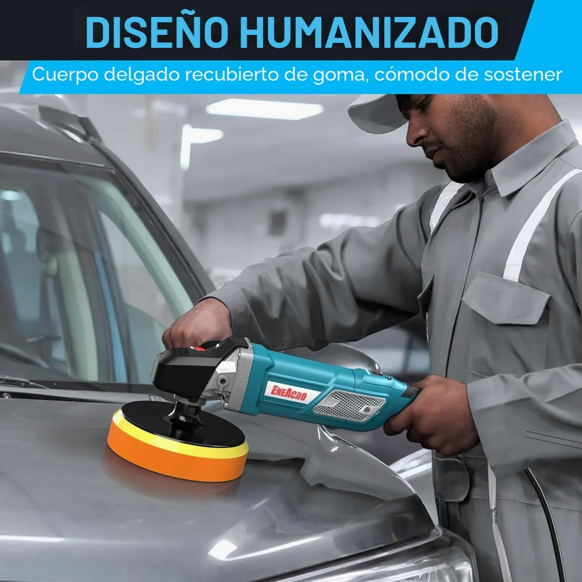 ENEACRO Pulidora Coche 1800W Velocidad Variable Pantalla LCD Plato Apoyo 150/180mm Mangos Desmontables