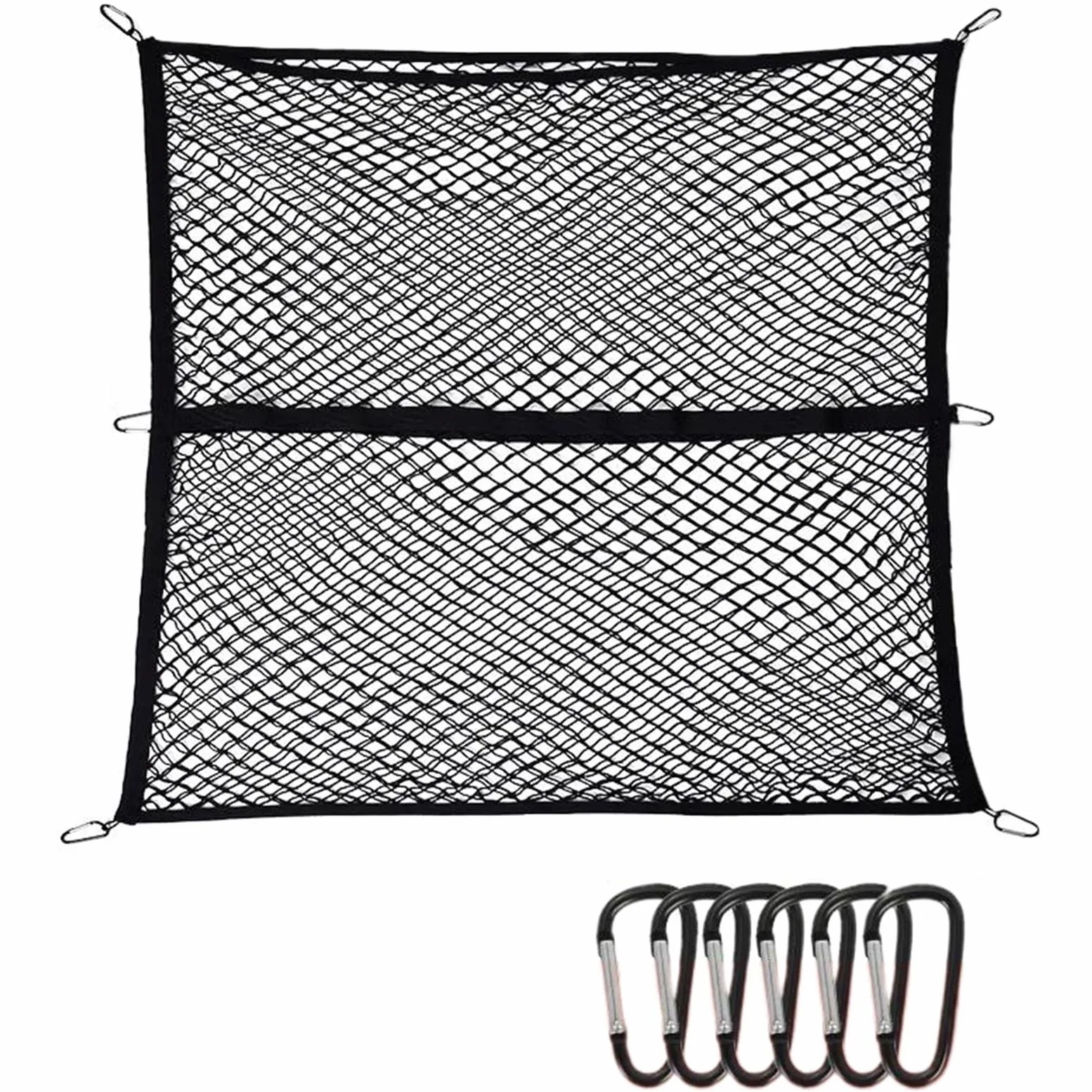 Redes de almacenaje para Coche Red De Carga Elástica De 120 X 120 Cm Organizador De Malla para Caja Camioneta Ideal para Camionetas Ligeras Uso Diario Red Elástica Maletero(Doble Capa)