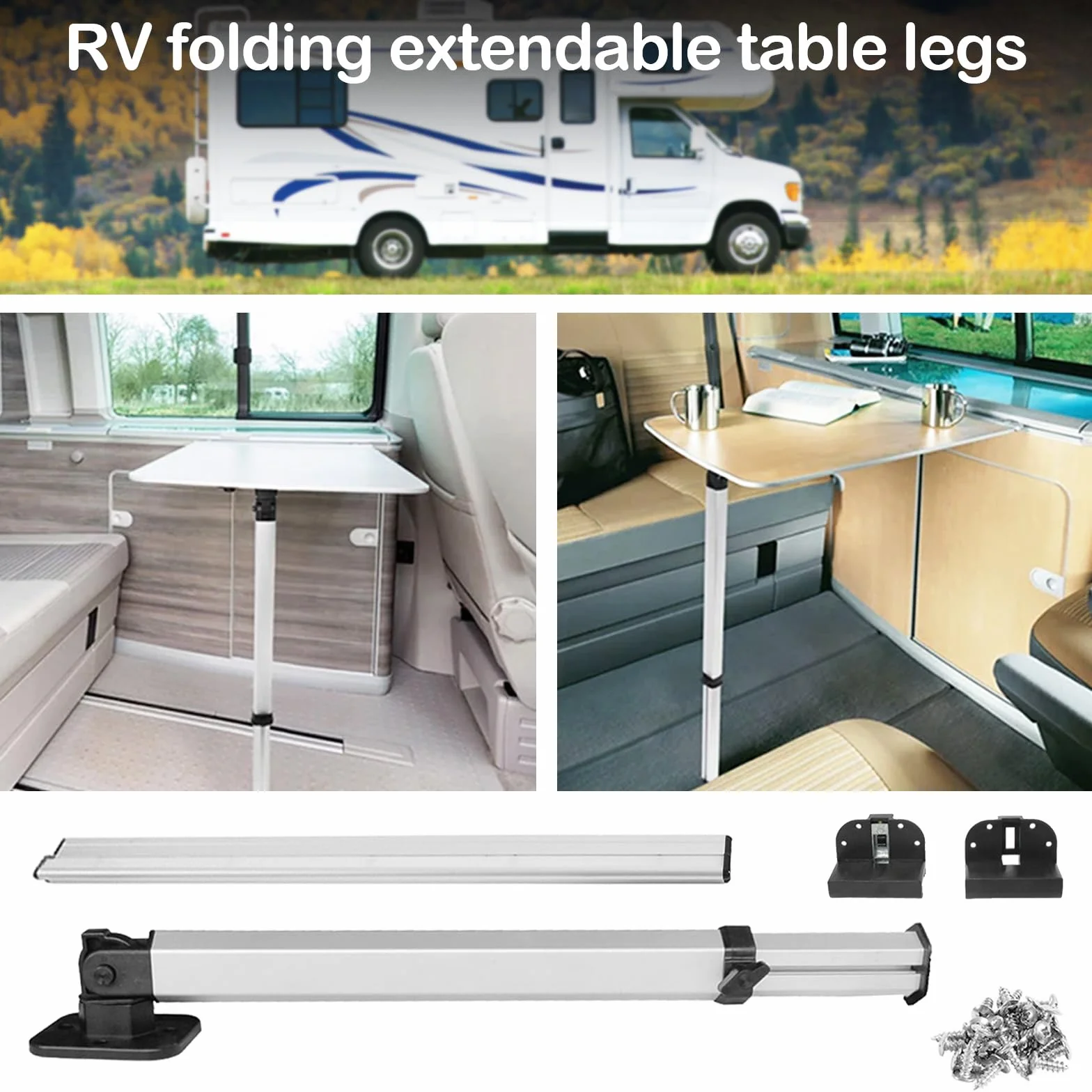 Pata De Mesa Extraíble Y Riel Deslizante Para Autocaravanas Y Yates, Pata De Mesa Plegable 51,5-78 cm Telescópica Para Autocaravanas Rieles Guía De 50 cm Soporte De Base Para Mesa De Autocaravana