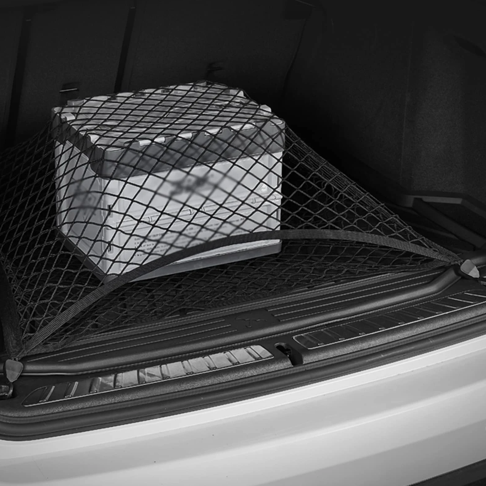 Red de almacenamiento de carga, organizador elástico ajustable y resistente para camiones, coches, furgonetas, SUV, diseño de doble capa, 80 x 50 cm, ideal para almacenamiento interior de coche y