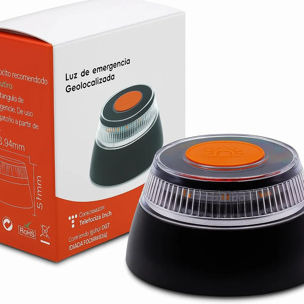 Baliza Homologada DGT 3.0 Luz de Emergencia V16 con Geolocalización y Aviso Automático para Coche