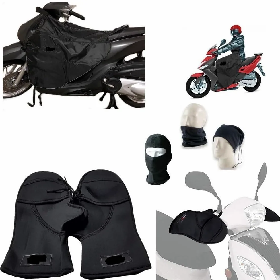Compatible con Aprilia SPORTCITY 200 Funda Cubierta PIERNAS Impermeable Manta TÉRMICA+CUBREMANOS PERILLAS DE Neopreno Universal para Scooter Lluvia Y FRÍO