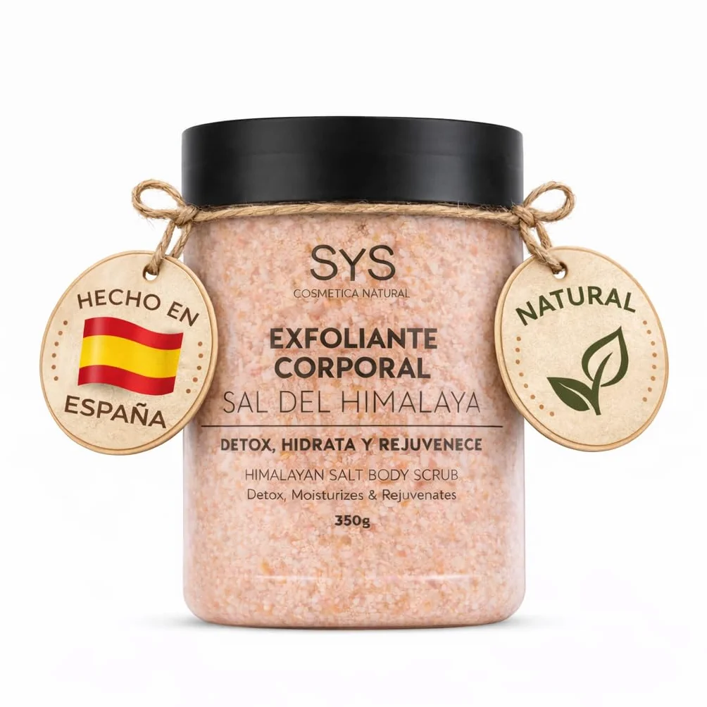 SYS Exfoliante Corporal Natural Sal Rosa del Himalaya 350 g Aceites de Rosa Mosqueta y Aguacate Vegano