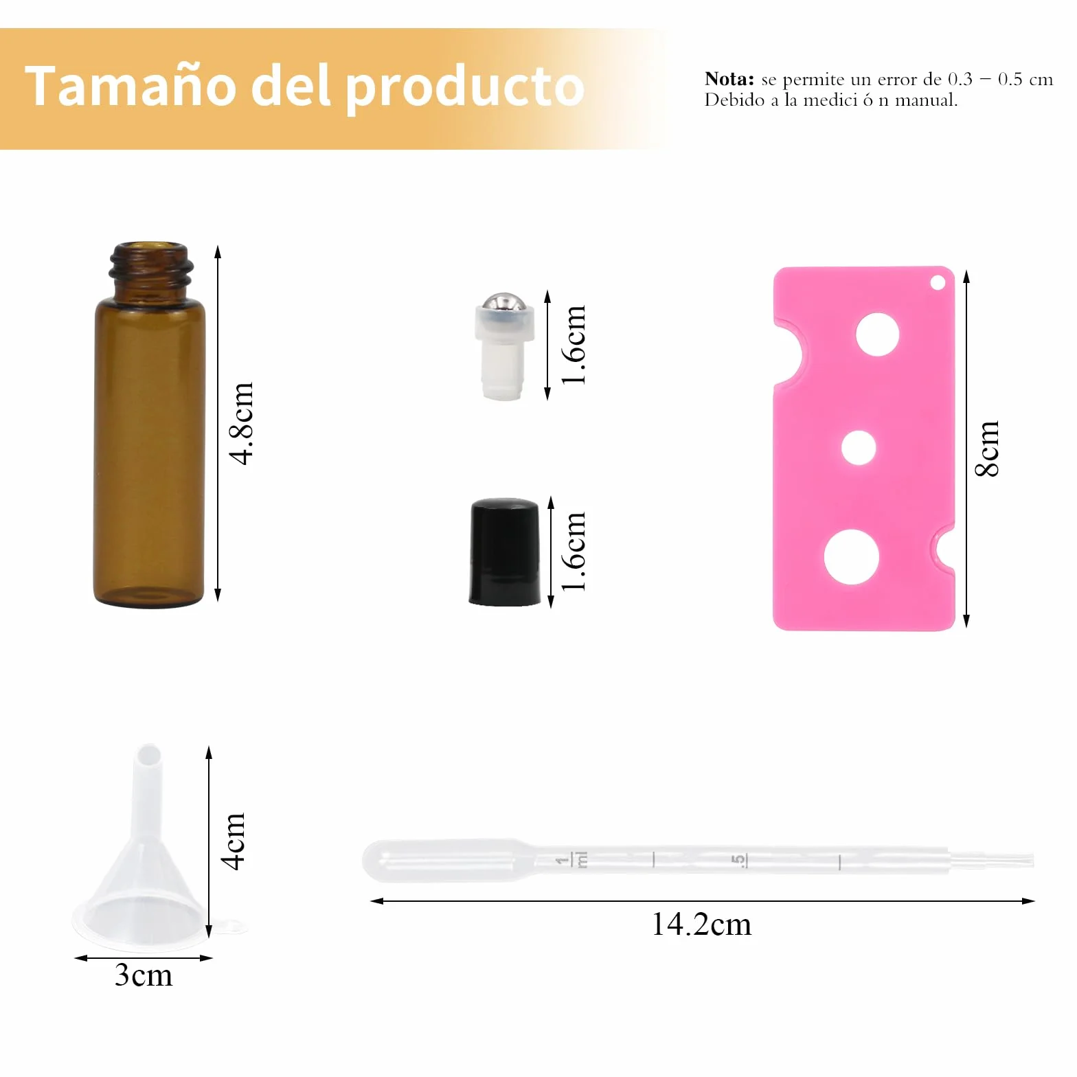 Roll On Aceites Esenciales 5ml Botellas Rollon Cristal Rellenable Perfume Roll on con Bola de Acero Inoxidable 16 pcs
