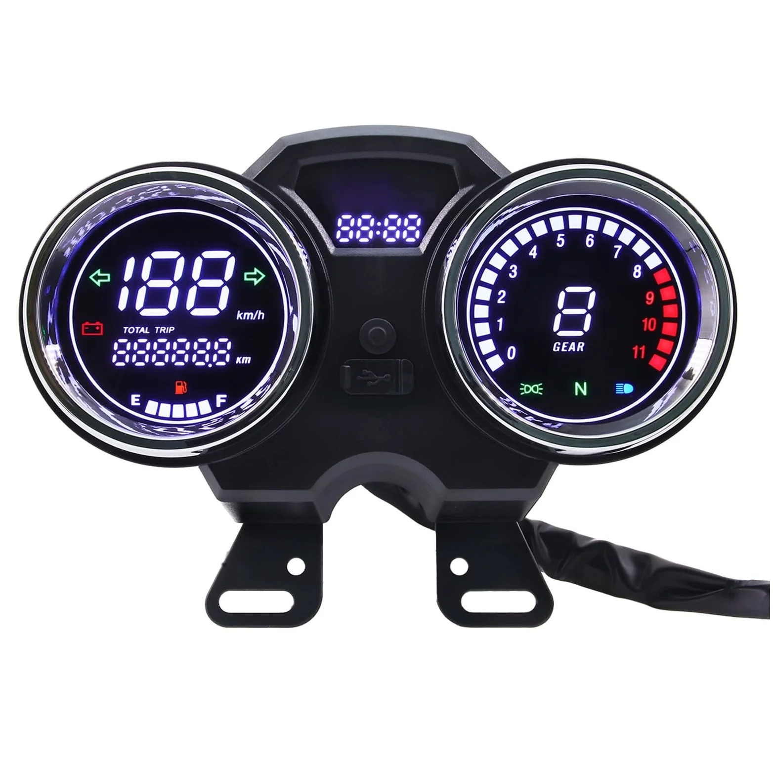odómetro Odómetro Universal LCD para motocicleta, velocímetro, tablero Digital, de instrumentos, contador horas, tacómetro con engranaje