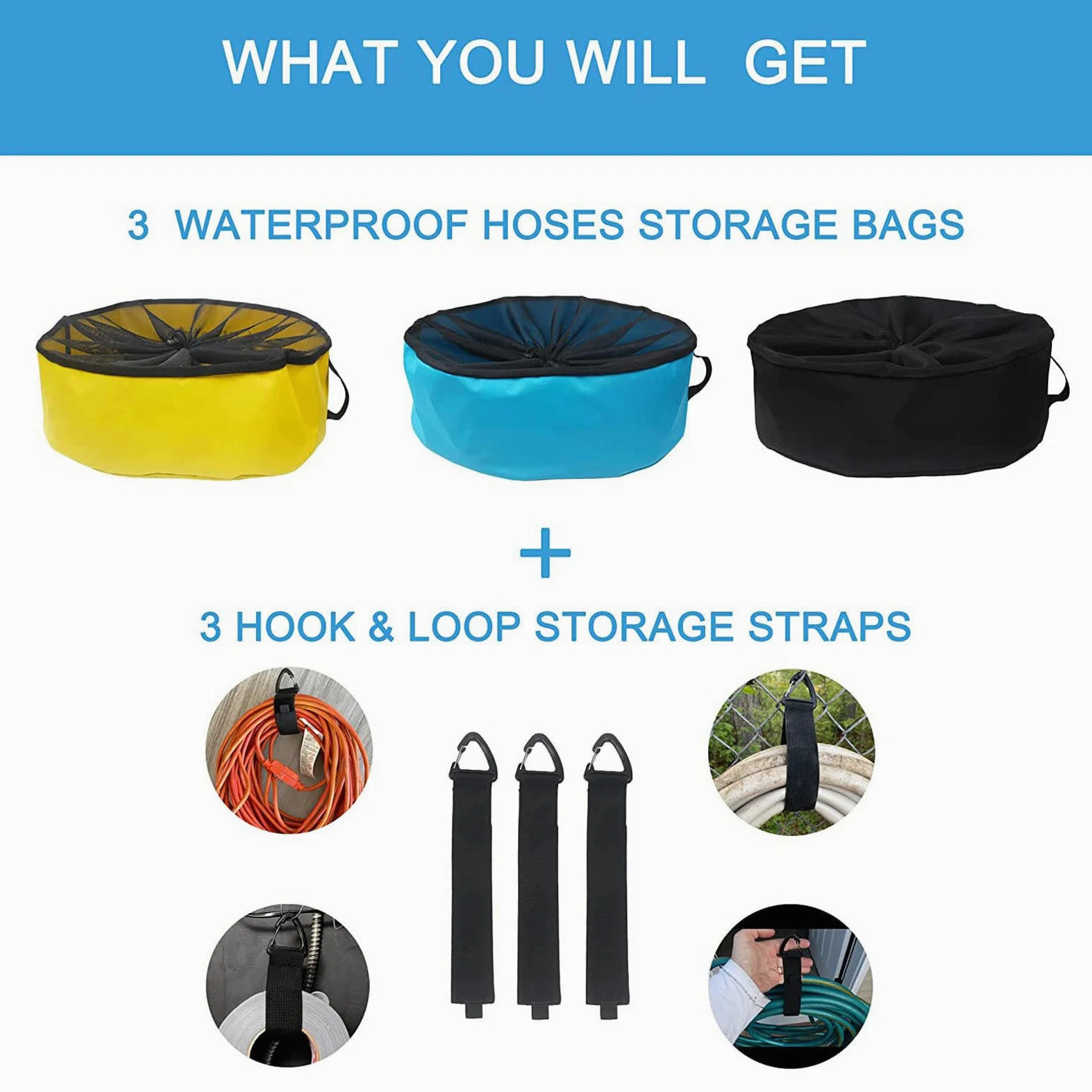 Bolsa de Almacenamiento para Manguera de Caravana de 3 Unidades, 3 Colores de Bolsa de Almacenamiento para Equipo de Caravana, Accesorios Multifuncionales para Caravana con Gancho (3 capas)