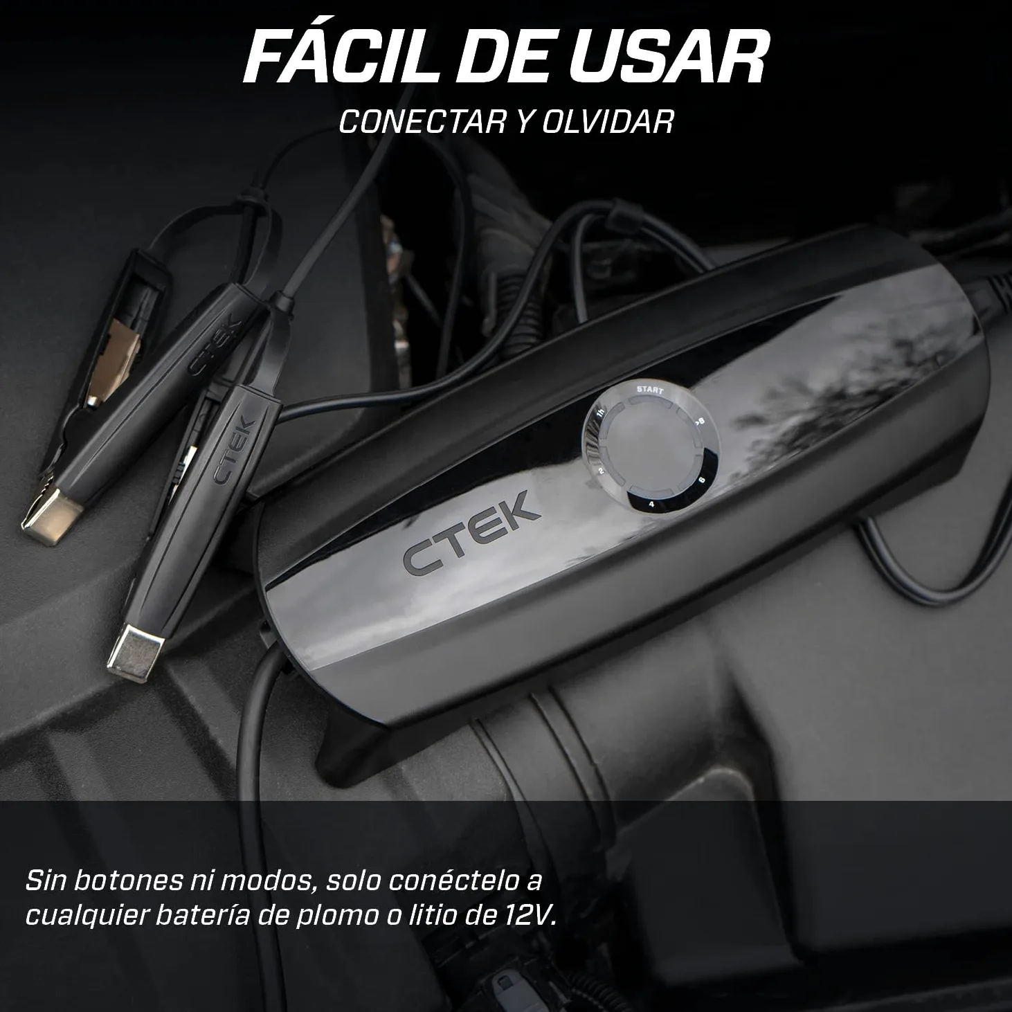 CTEK CS One, Cargador de Batería 12V, Cargador Inteligente de Baterias, Cargador De Batería De Coche Y Moto, Mantenedor De Batería con Carga Adaptable, Aplicación Y Abrazaderas Sin Polaridad