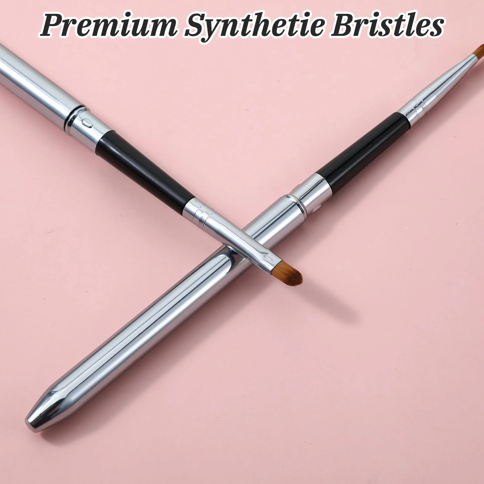 Pinceles de labios retráctiles plateados para pintalabios de viaje