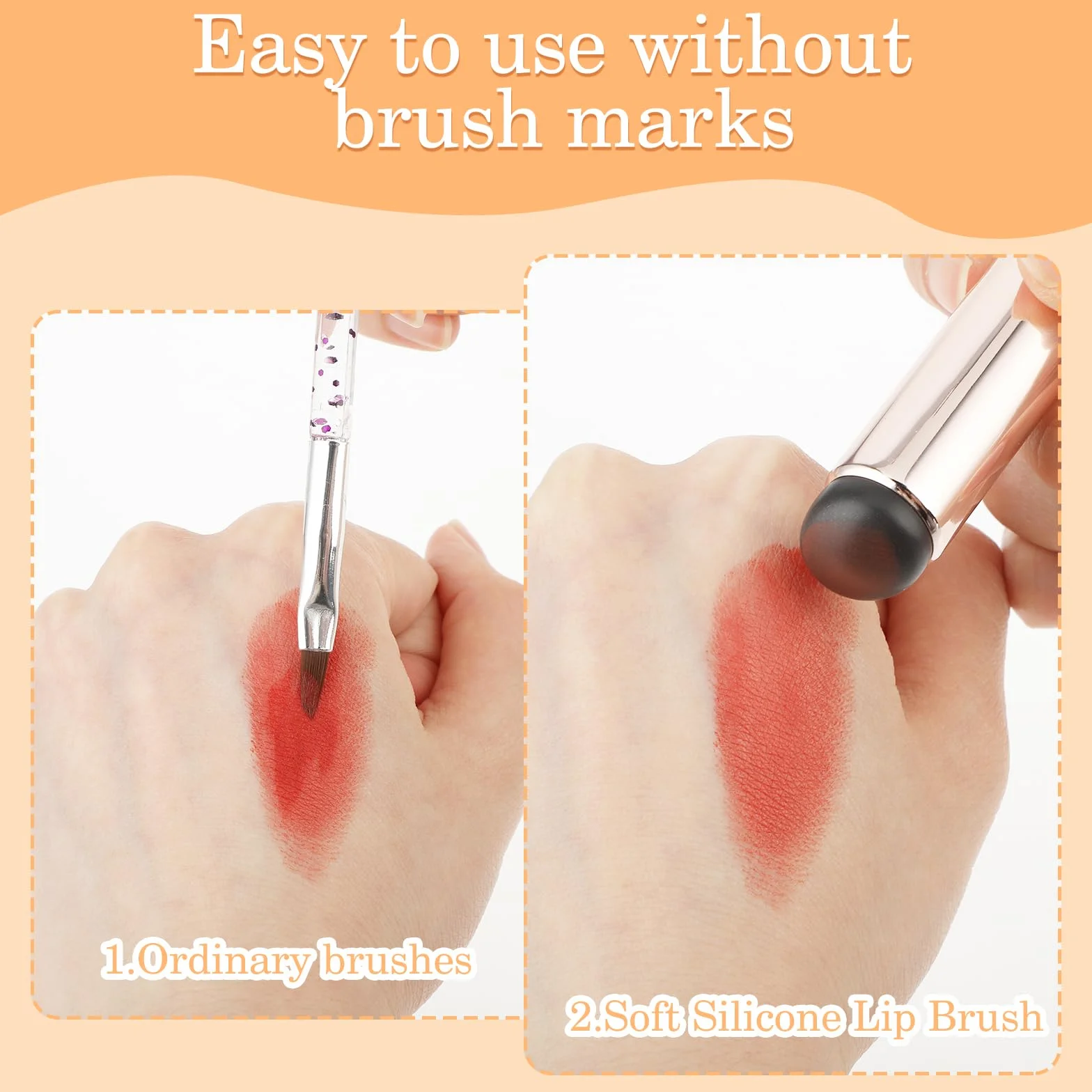 Amabro 2 brochas de maquillaje de silicona reutilizables cabeza redonda alta elasticidad labios brillo aceite máscara