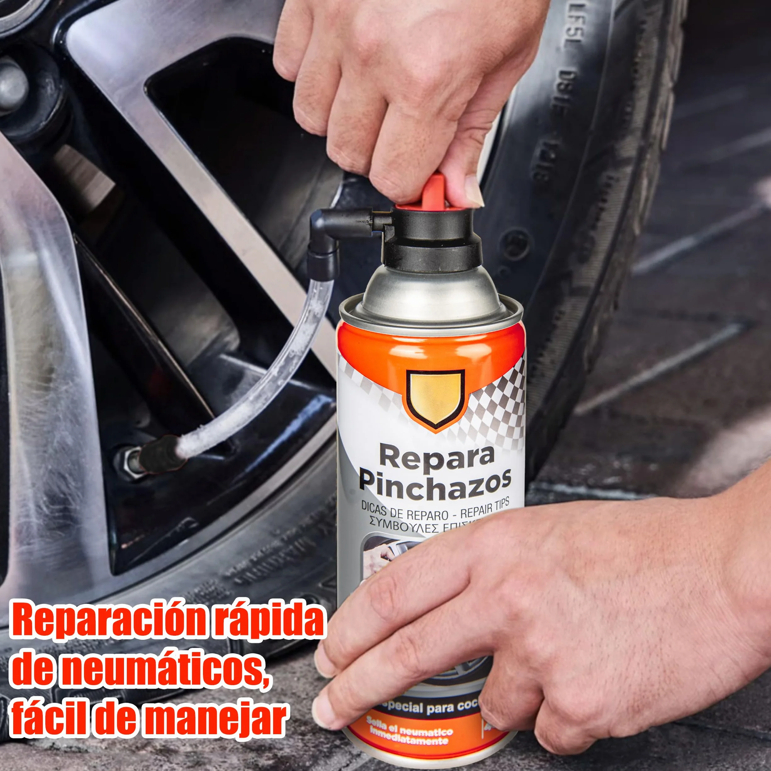 Kit Repara Pinchazos Especial para Coche 450ml Sella el Neumatico Inmediatamente - Sellador Emergencia para Reparar Ruedas (2)