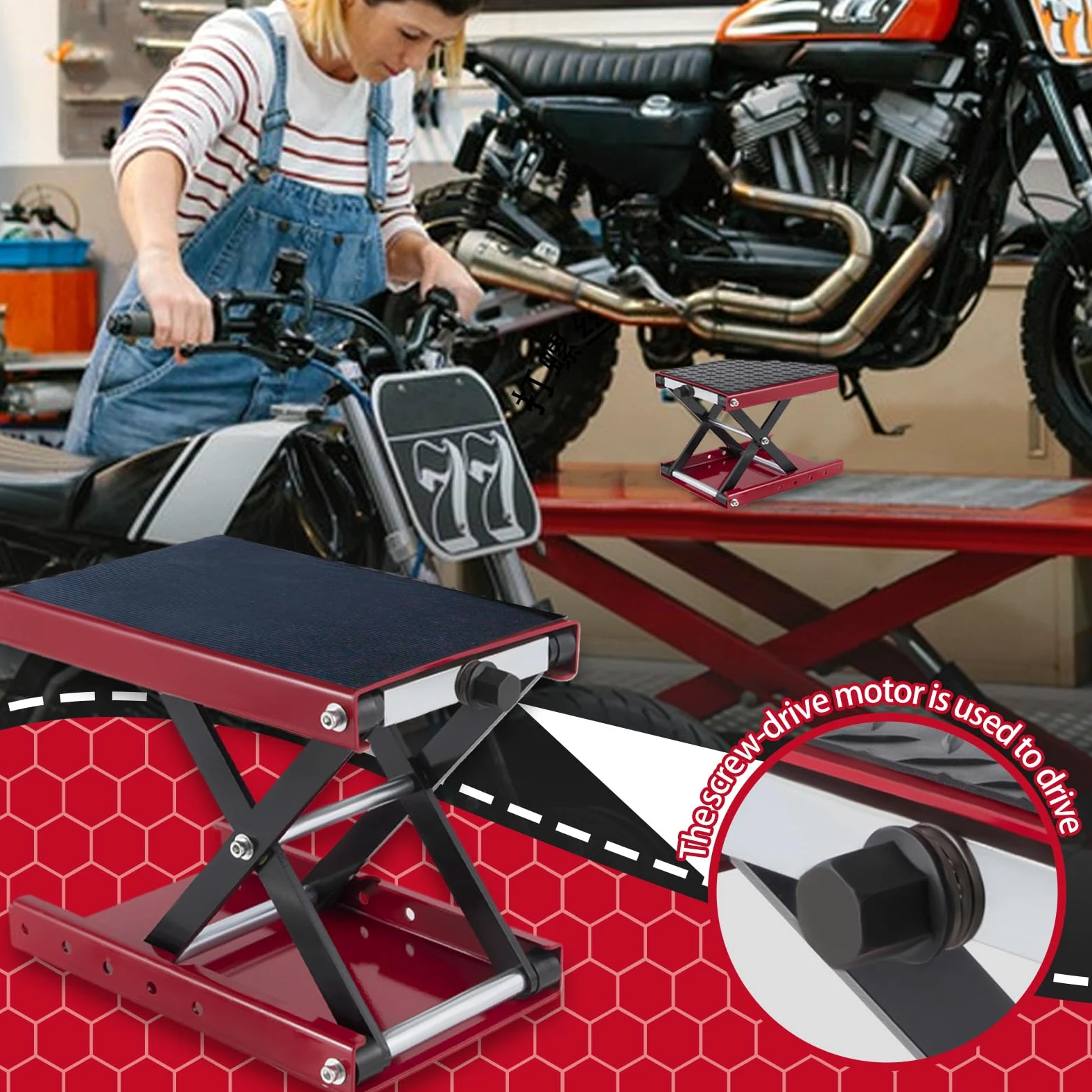 Elevador para Moto Elevador Plataforma Ancha para Moto | Accesorios De Mesa Compactos Resistentes Para Mantenimiento De Scooters, ATV Y Talleres