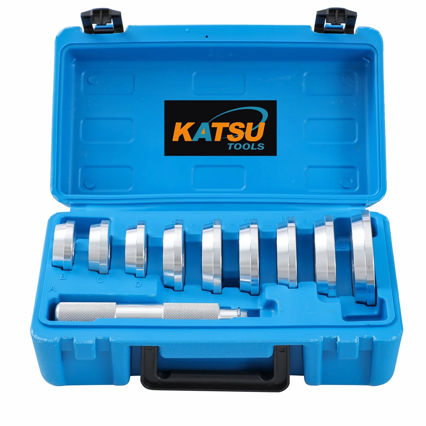 KATSU 10PCs Herramientas de Aluminio para rodamientos de Eje y Sellado con Funda de Transporte, Kit Universal para Rodamientos de Ruedas de Coche Arrancador Extractor 450757A