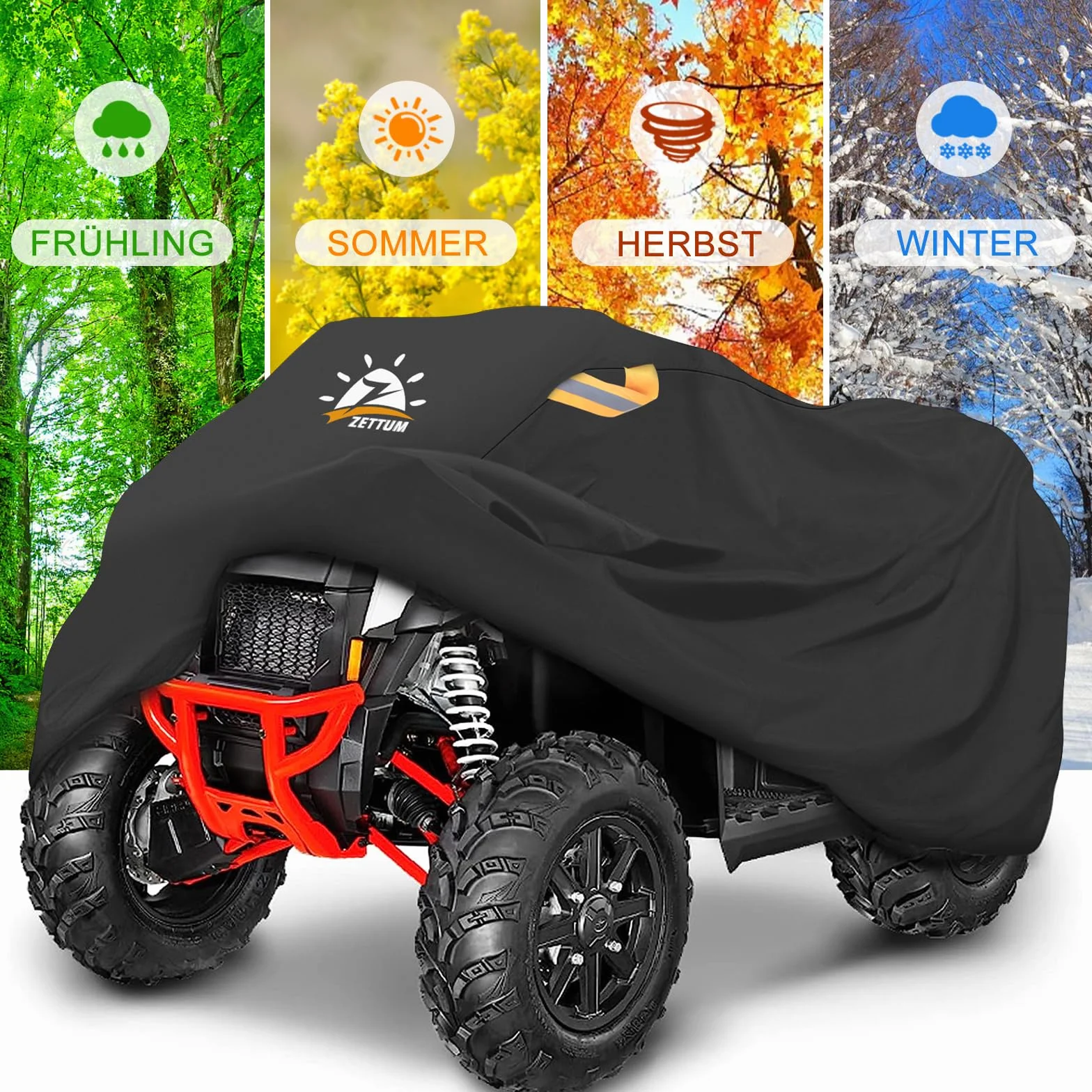 Zettum Funda para Quad ATV - 241 cm Cubierta Protectora Exterior, 600D Oxford Resistente e Impermeable, Grande Vehículo Lona Compatible con Polaris, Honda, Yamaha (241 x 121 x 121 CM)