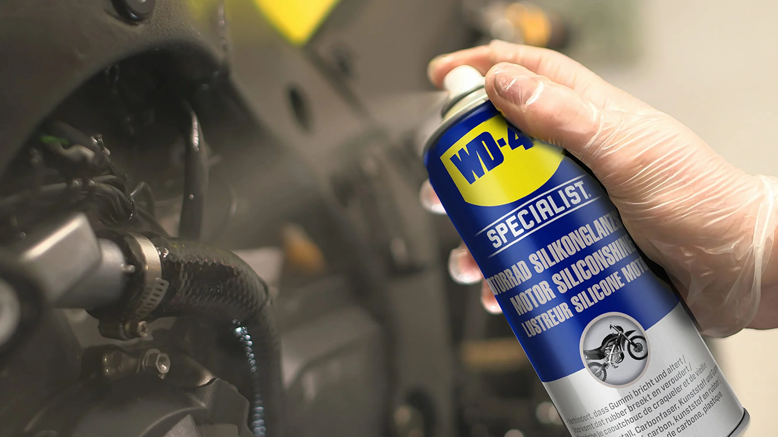 WD-40 Specialist Aerosol de silicona para motocicleta 400 ml | Spray de brillo para motocicleta | Limpiador WD40 | Spray de silicona para motocicleta