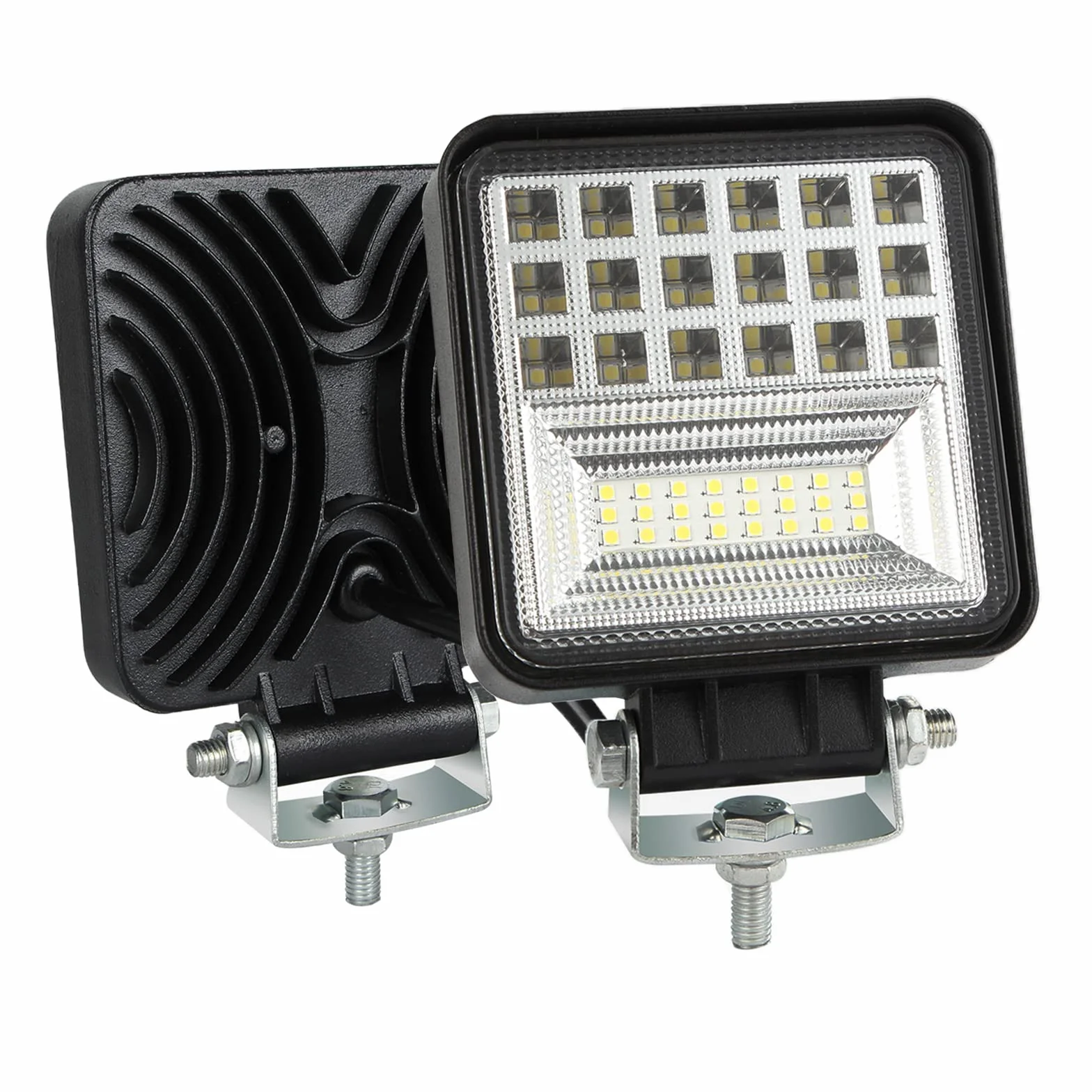 2 X 126W Faro Trabajo LED, 12V 24V Square Faros Led Tractor 12600LM, LED Focos de Coche, IP68 Impermeable Luces de Trabajo Luz de Niebla para Coche SUV, UTV, Off-Road, ATV, Camión