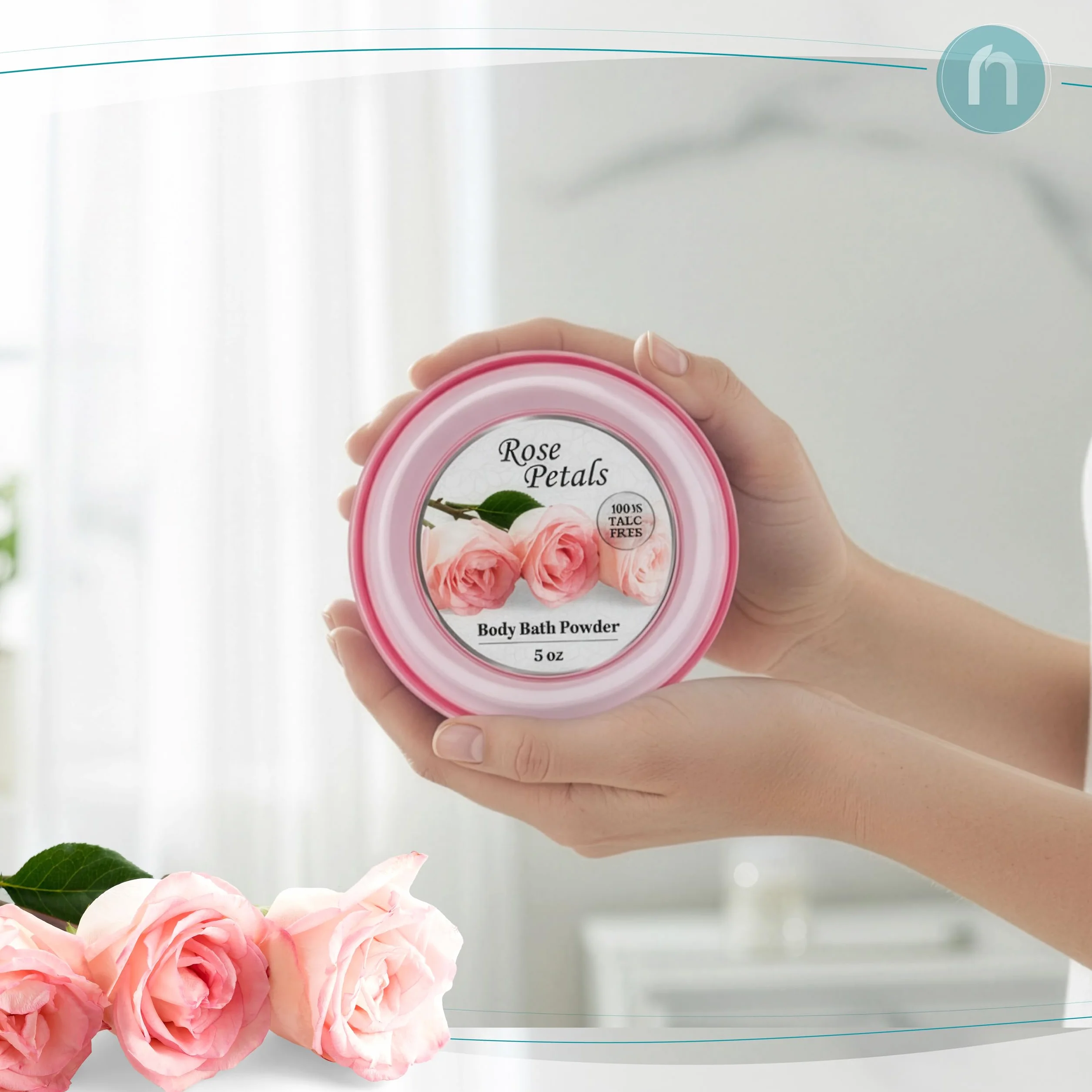 R-NEU Polvo Corporal para Mujer 10 onzas, Libre de Talco, Perfumado de Pétalos de Rosa, Extra Grande