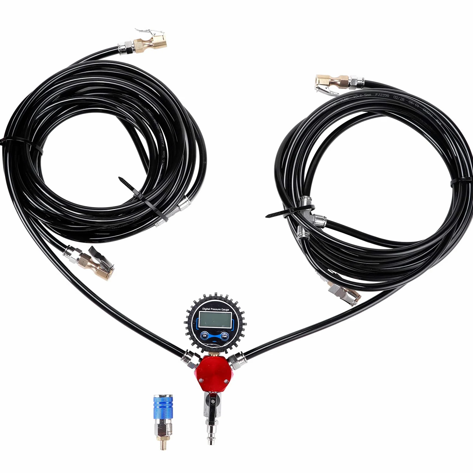 Sistema de inflado de neumáticos de 4 vías con 4 mandriles de aire de flujo cerrado, medidor digital de presión de neumáticos para automóviles, camiones, vehículos todoterreno, compatible con tanques