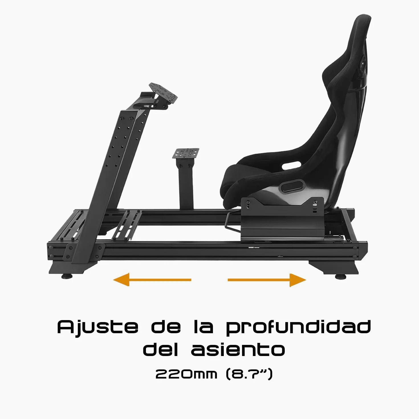 Indeca Cockpit Simracing Magnus Racer GTR con Asiento | Soporte para Volante, Pedales y Palanca de Cambios | Estructura de Aluminio y Acero | Ajustable y Estable