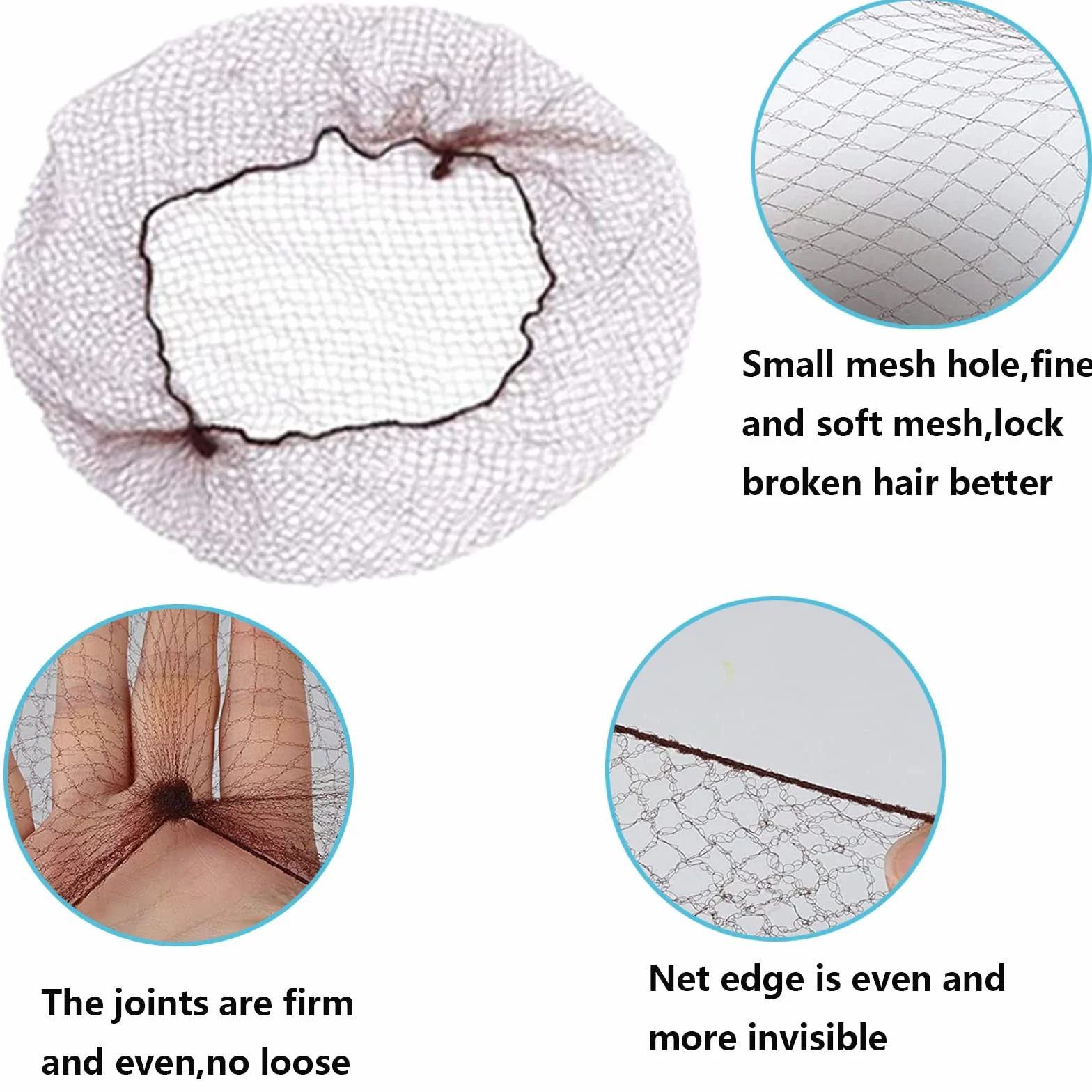 Redecilla Pelo Invisible Nylon 25 pcs con Borde Elástico para Moño