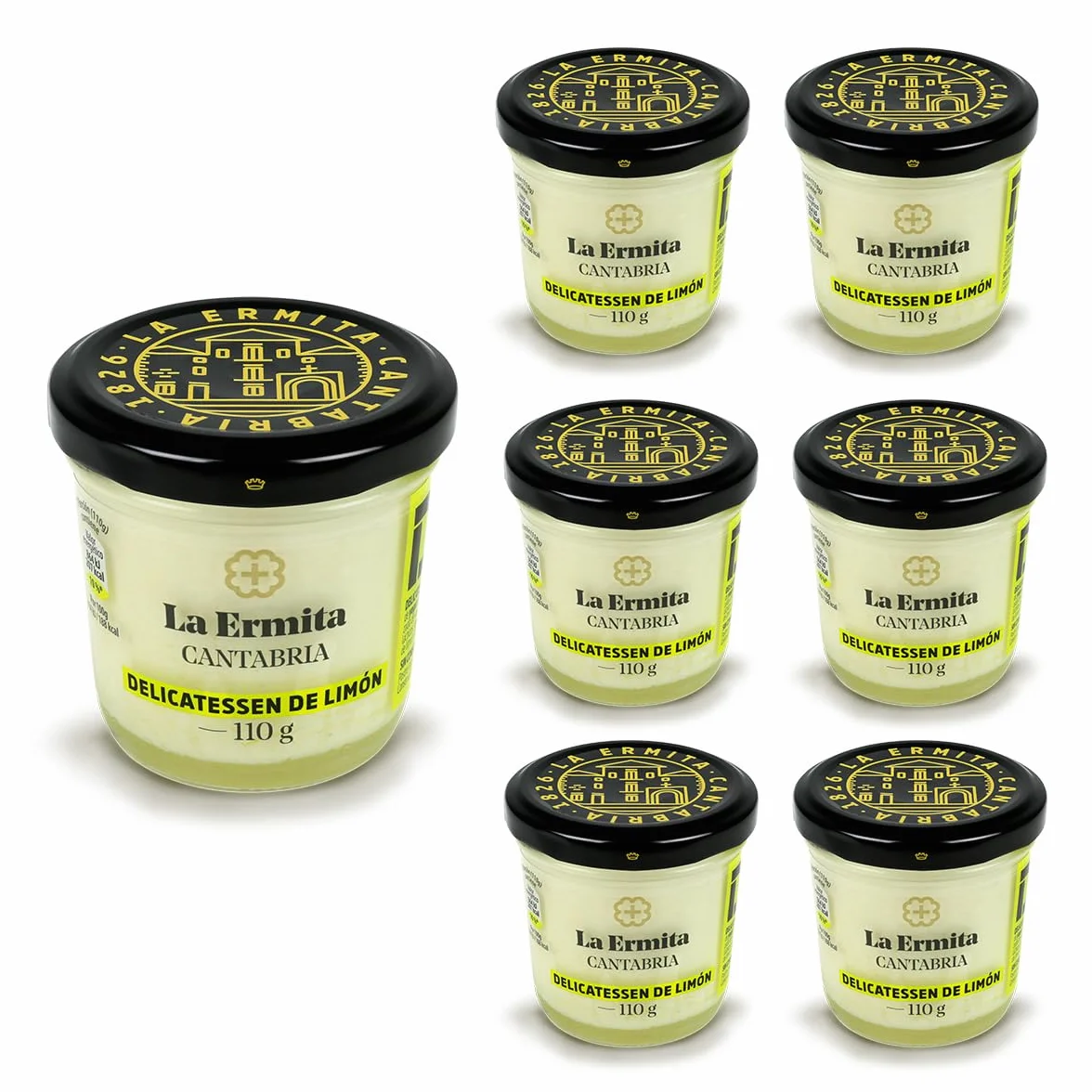 LA ERMITA Delicatessen de Limón, Postre Lácteo Cremoso, Sin Gluten, 110 g Pack 6