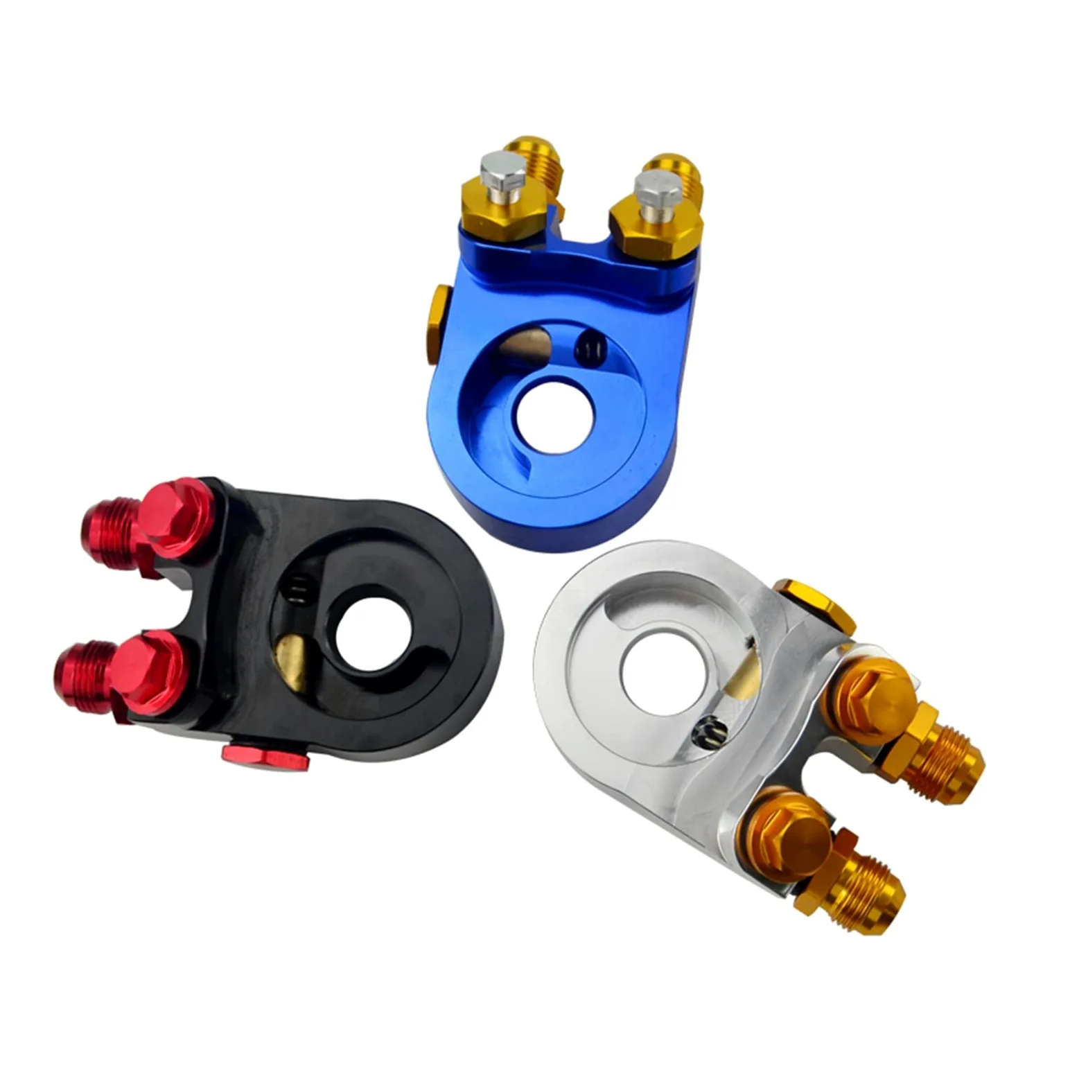 QINQIN Suministro y procesamiento de Combustible. Ajuste for Aluminio 10 Adaptador de Placa de sándwich del refrigerador del Filtro de Aceite Turbo con Termostato y Ajuste 3/4-16 UNF, M20 * 1.5