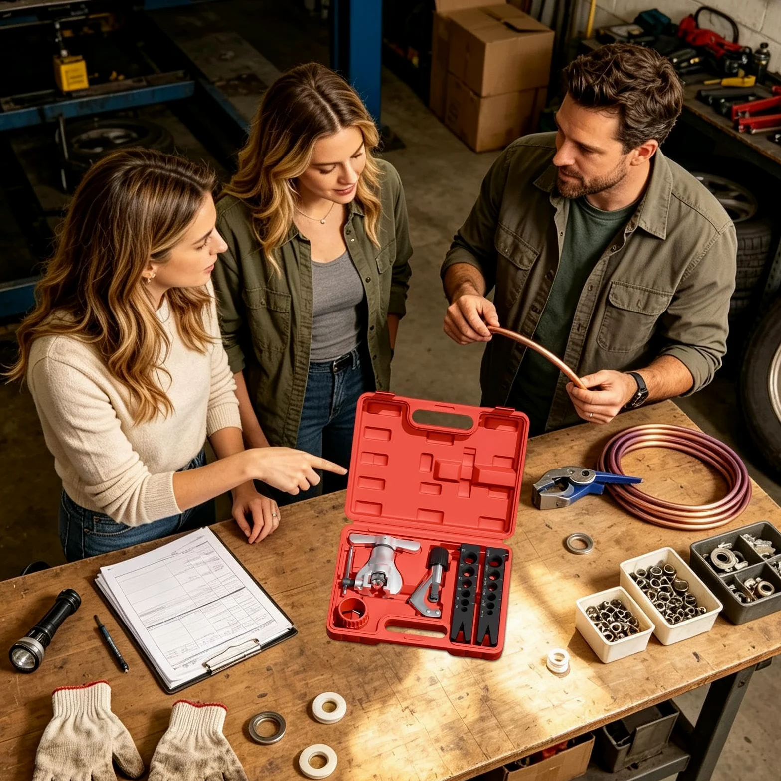 Herramienta Abocardadora De Frenos Kit De Reparación De Tuberías | Herramienta Abocardadora De Freno De Metal para Automóviles Camiones Sedanes Taller Hogar Garaje Industria y en