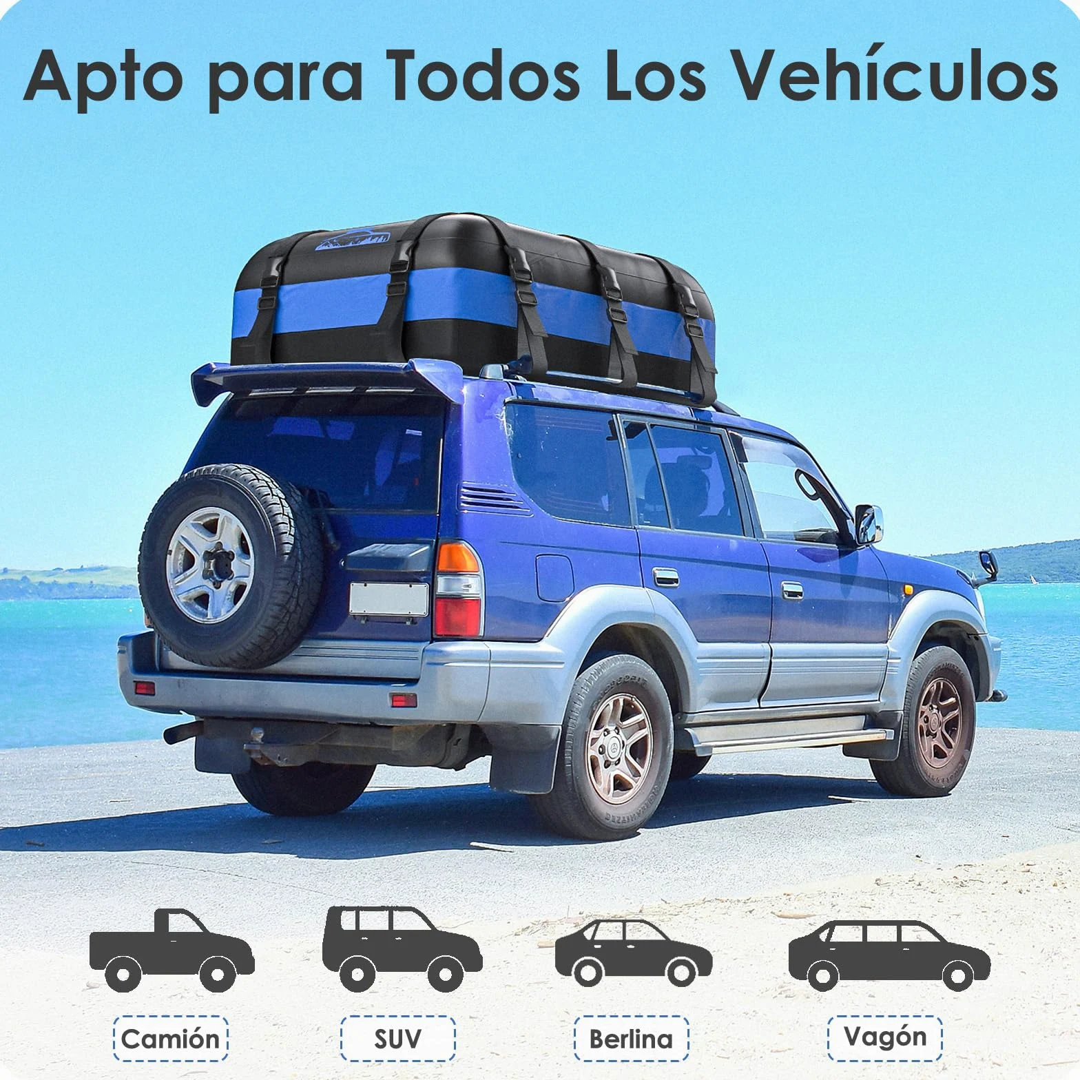 Cofre de Techo 20Cubos/566L, Cofre de Techo para Coche 700D Impermeable, Cofre de Techo con Almohadillas Antideslizantes y 10 Correas de Sujeción, Pto para Coches con/sin Portaequipajes