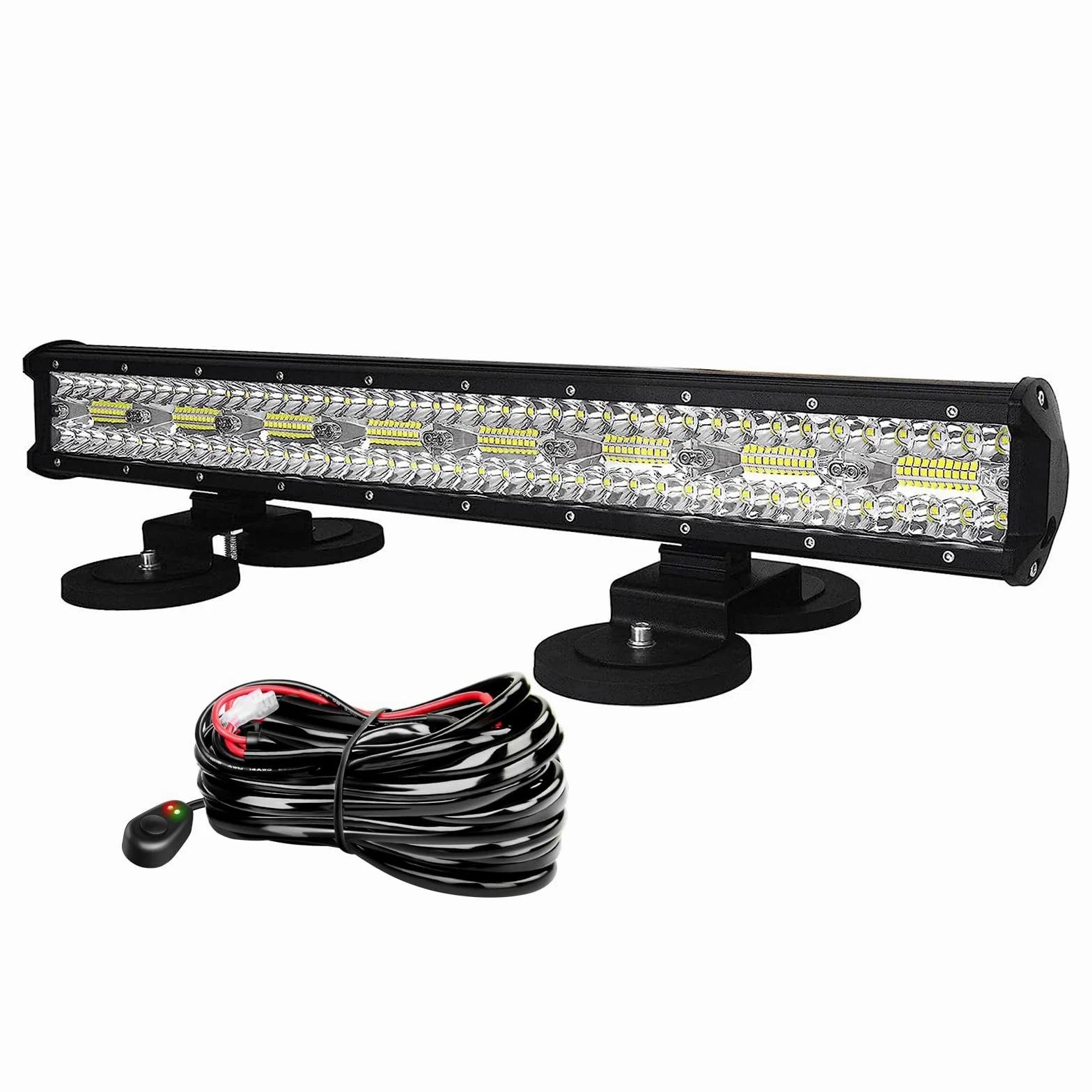 AUXTINGS 57 cm 480W Barra de luz LED Todoterreno con arnés de cableado de 12V y Soporte magnético, Barra led 4x4 Externa CC 12V 24V 6000K para Coche Tractor camión SUV vehículos 4x4, Impermeable