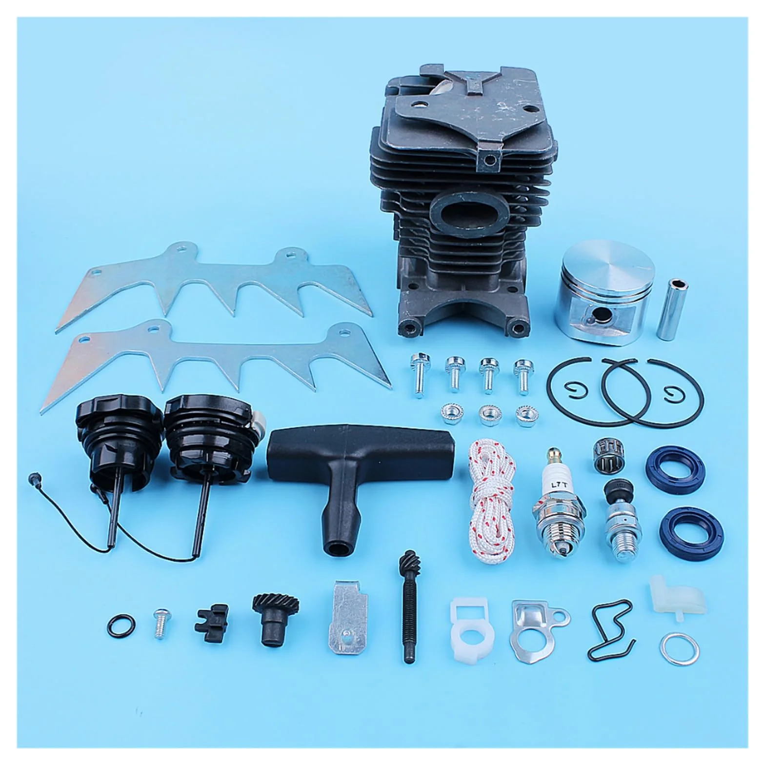 Pistón de cilindro 46mm, Kit ajustador picos for perros for Stihl MS280 MS270 MS 270 280, trinquete arranque con tapa Gas for motosierra