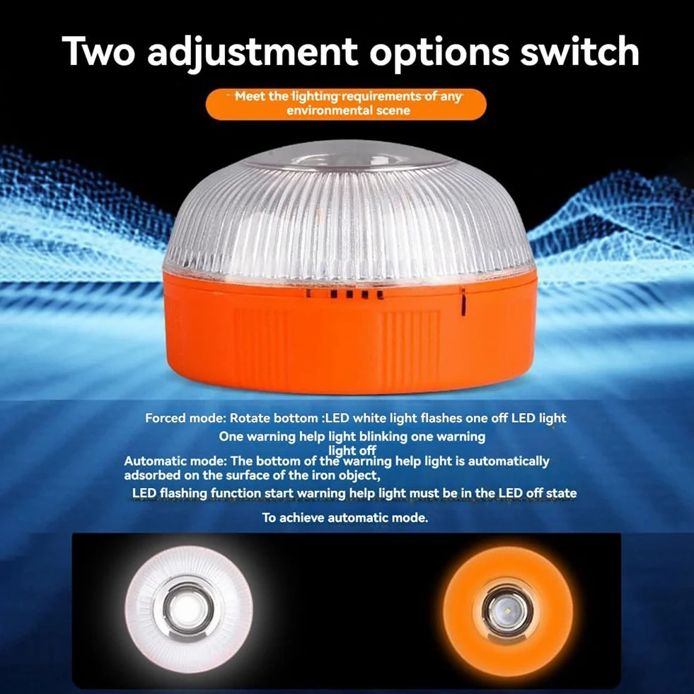 5 Luces LED de Emergencia V16, Luces de Advertencia Blancas y Amarillas con Base Magnética, Luz de Seguridad para el Tráfico
