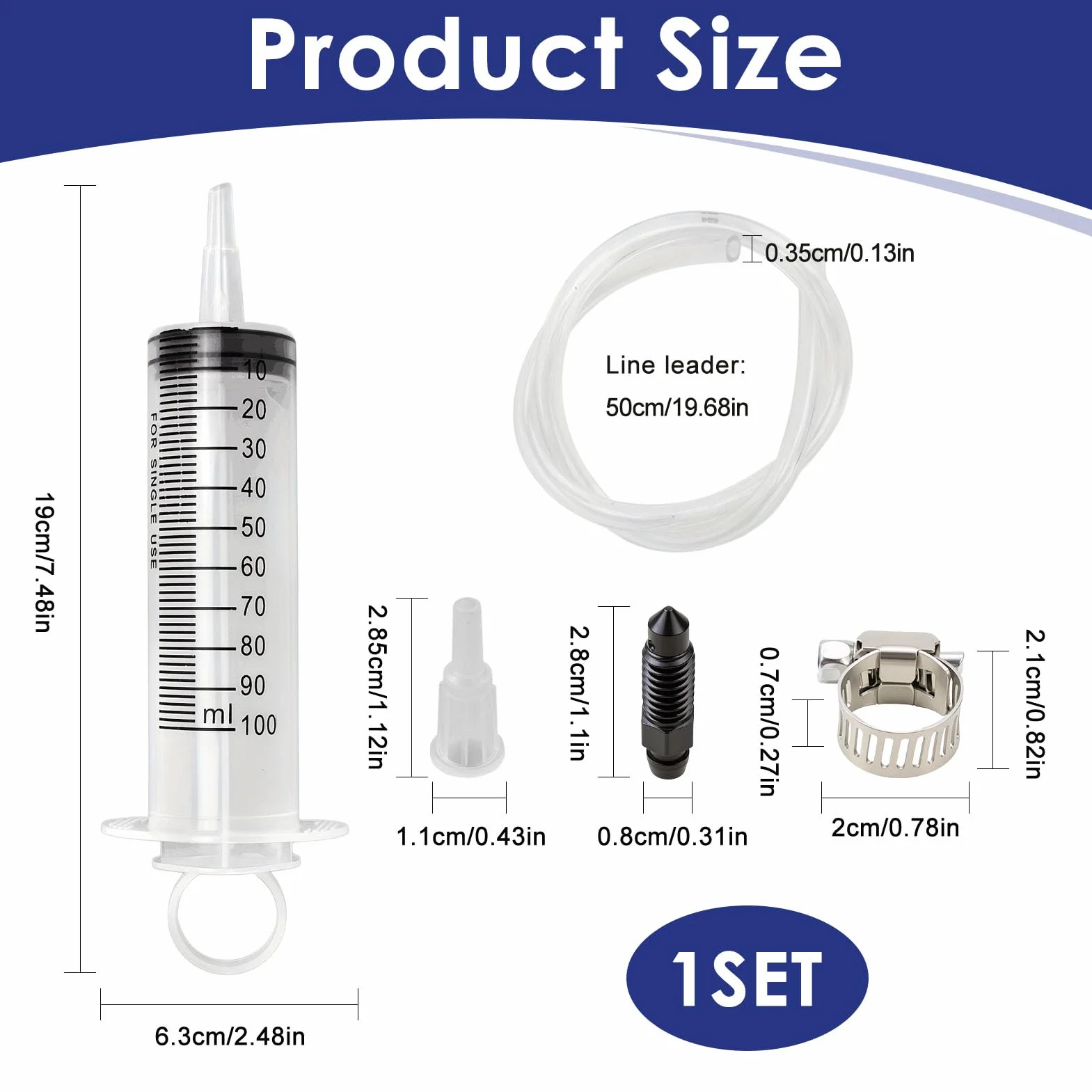 Herramienta De Purga 100ml, Purgador De Frenos con Manguera 50cm, Extractor Aceite Coche Y Líquido De Frenos, Chupona Aceite Coche Universal para Moto Quad Scooter Automóvil Y Bicicleta