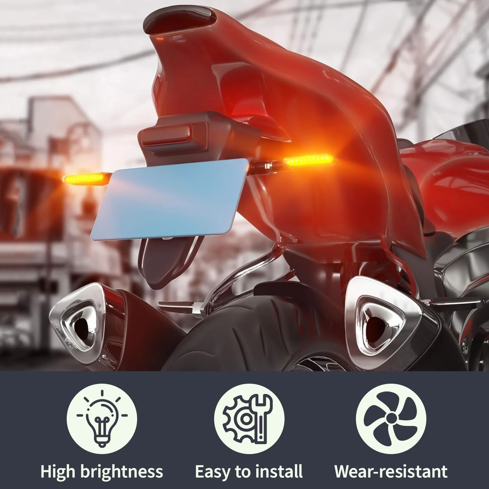 2 Piezas Intermitentes Moto LED 12V Universales, Luz Señal de Giro Ámbar con 12 LED, Luz Estroboscópica Impermeable para Motocicleta Scooter Bicicleta Coche Indicador Señalización Compacto