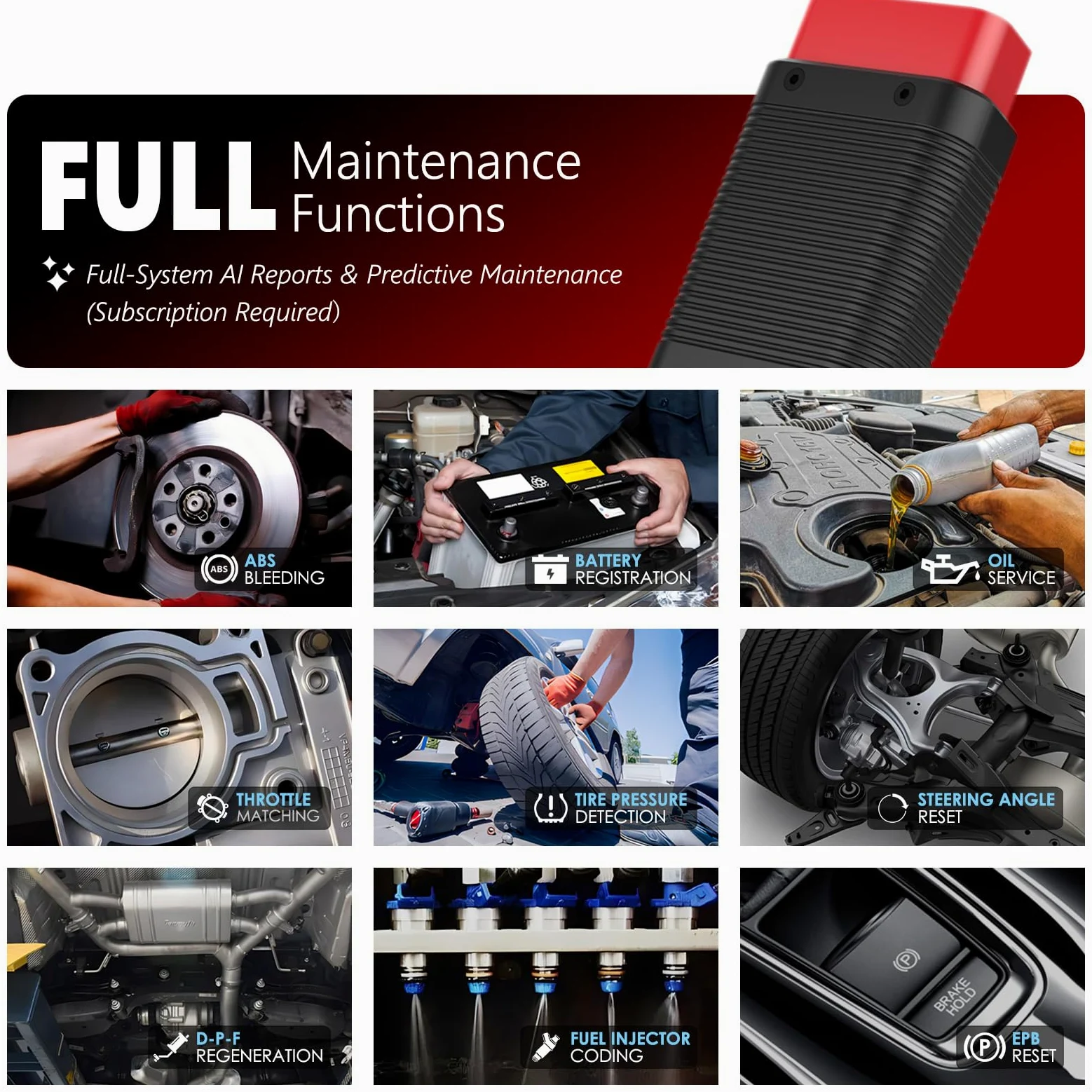 LAUNCH AIOBD Escáner OBD2 Bluetooth con IA, Herramienta de Diagnóstico Asistida por IA para Todos los Sistemas, Lector de Códigos de Falla OBD-II Compatible con iOS/iPhone y Android