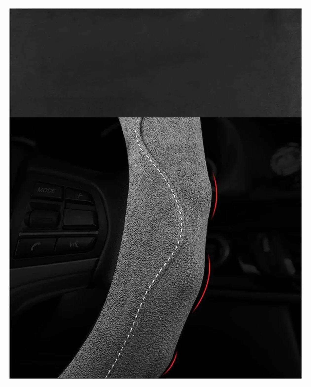 Funda para Volante de Coche de 36 cm, Forma de D, de Ante, de Cuero. Funda Protectora para Volante de Coche, Talla S, para Civic, Ciimo, Jade Auto Accessories, Funda para Volante de Coche roja.