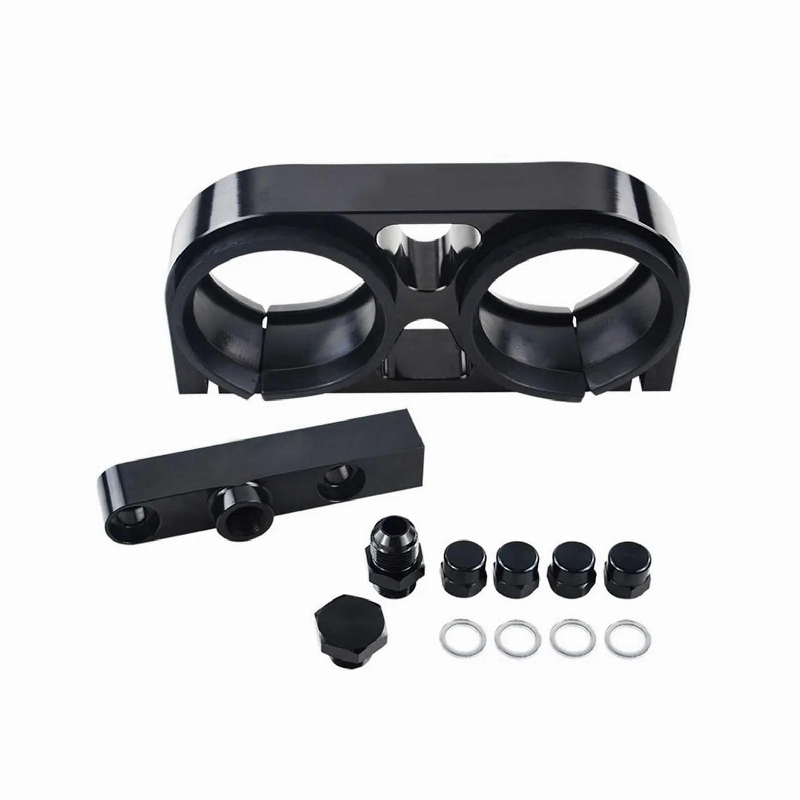 Bomba Combustible Grifo Gasolina Soporte Bomba Combustible Doble Conjunto Aluminio Billet Colector Salida En Negro Para Bomba Combustible 044 Con VR-LD2642-QY
