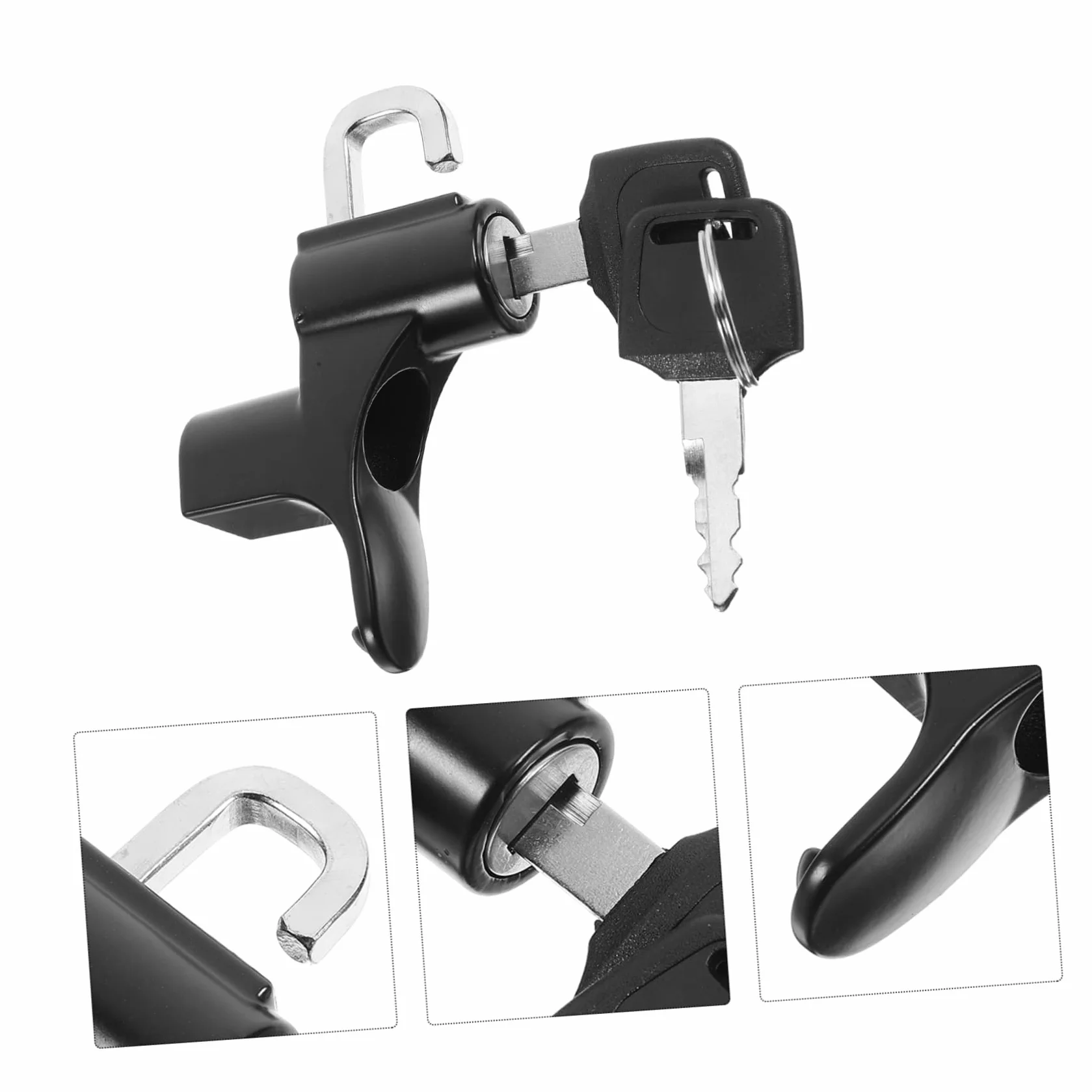 Vaguelly Candado para Casco de Moto Negro de Aleación de Aluminio, Cerradura Antirrobo Fiable Fijación Segura para Scooter y Accesorios de Casco