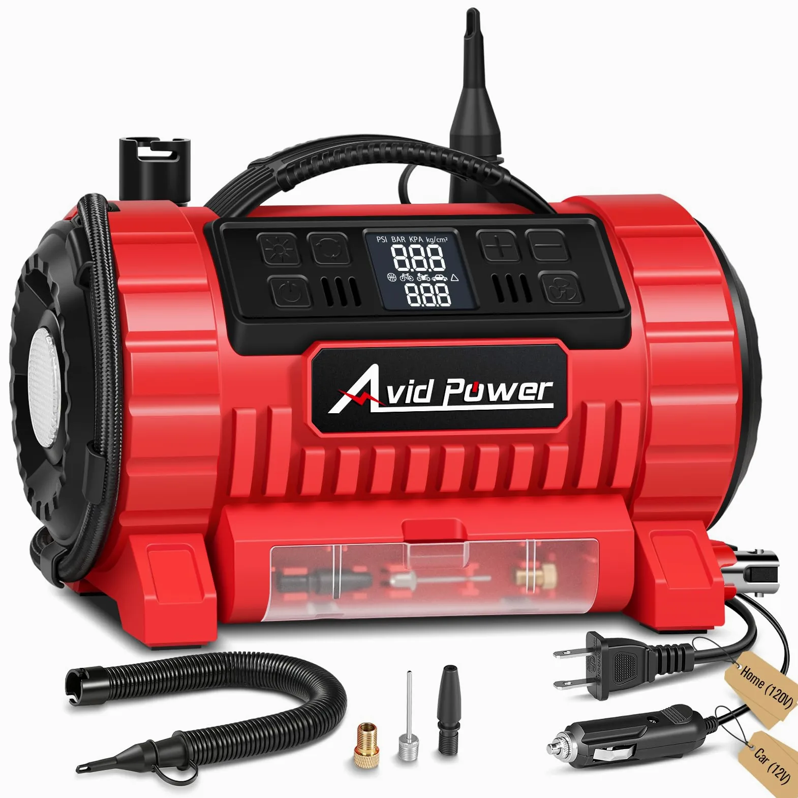 AVID POWER - Compresor de aire portátil, 12 V CC, 110 V CA, bomba de neumático de coche