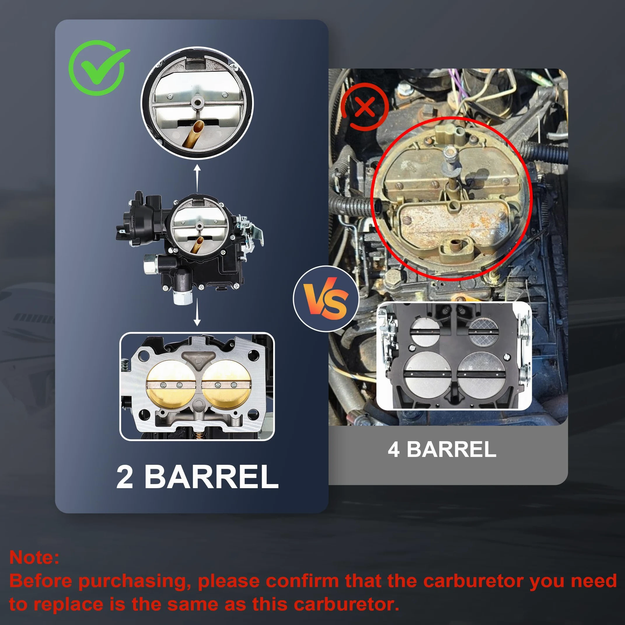 Nuevo carburador marino para Mercruiser 3.0 Carburador de 2 barriles para Mercury Mercarb 3.0L 2.5L motor de 4 cilindros con chorros y junta con estrangulador eléctrico de enlace largo