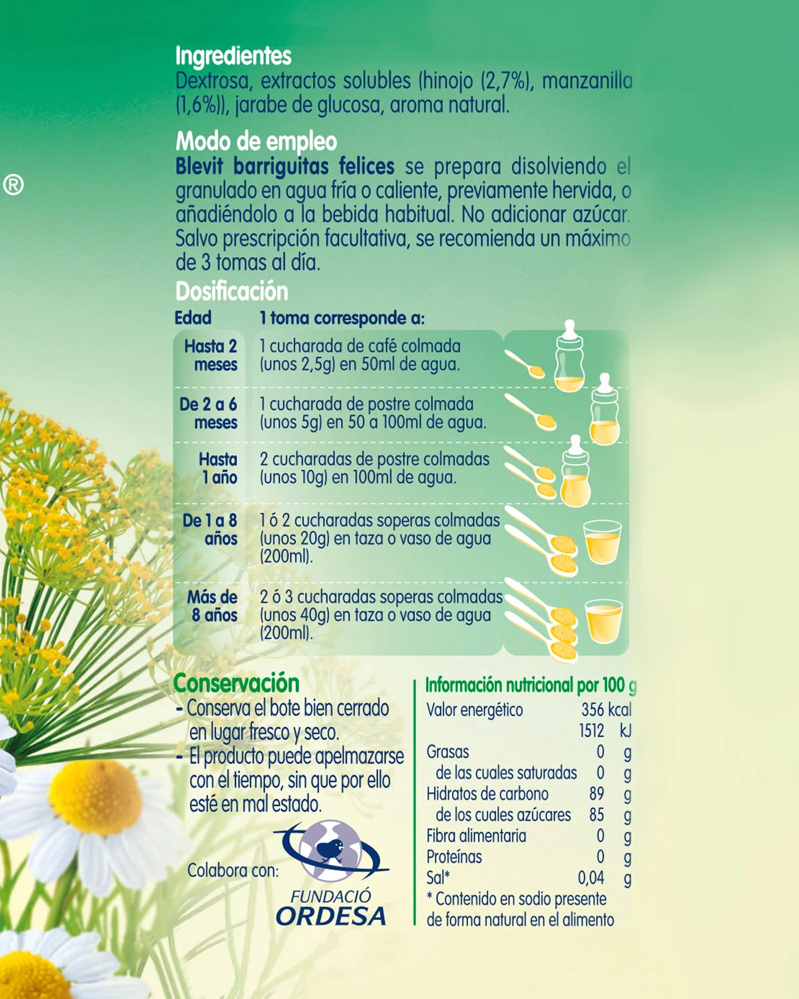 Blevit Barriguitas Felices Infusión digestiva en polvo con Manzanilla e Hinojo 150g